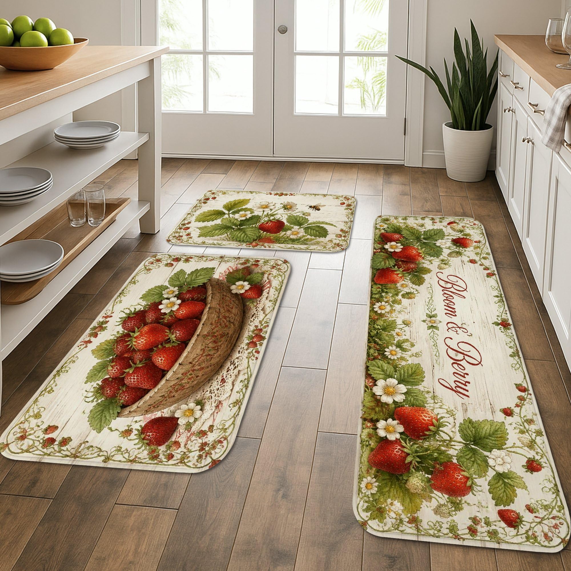 Tapis de cuisine floral vintage doux et lavable pour ambiance buanderie