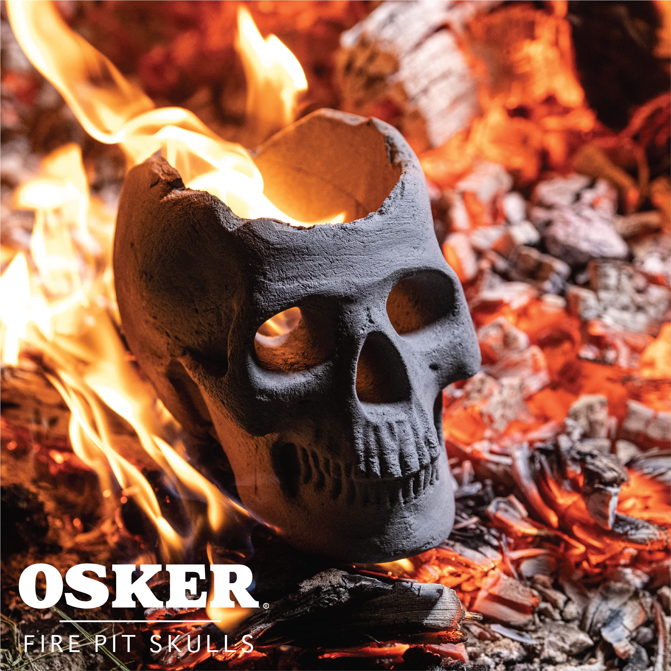 Amazon.com : OSKER Open Top - Ceramic Fireproof Fire Pit Skull Log for  Bonfire, Campfire, Fireplace, Firepit | Halloween Decor | for Gas, Propane,  or Wood Fires | 9 Inch - Gray : Patio, Lawn u0026 Garden