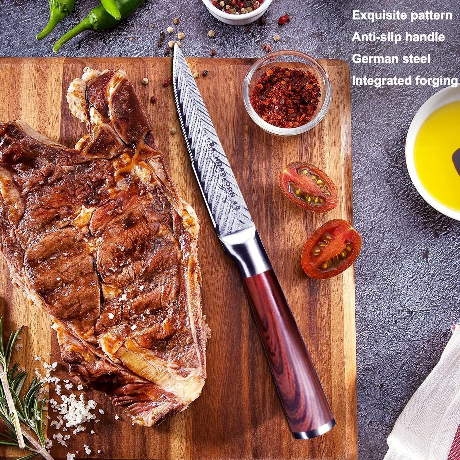 Bloc à couteaux professionnel Set de couteaux, Couteaux de cuisine professionnels avec bloc en bois, Set de couteaux de cuisine avec porte-couteaux en bois, Bon pour la maison,Mariage