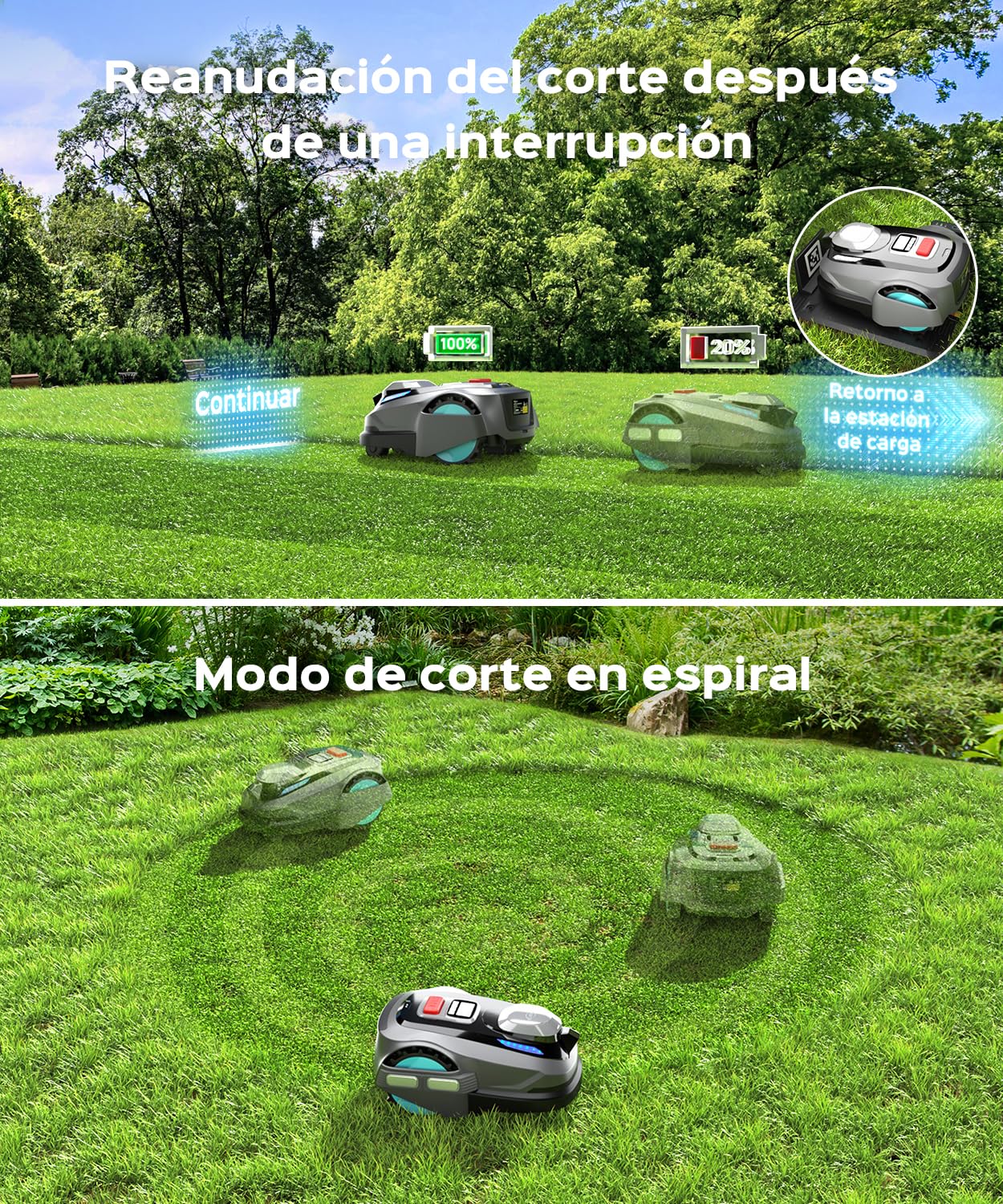 (2026 Upgrade) YARDCARE N1600 Pro Robot cortacésped sin Cable perimetral, Recomendado para 1600 m² – con RTK & visión, Corte en U, gestión multizona, Control Mediante App y evitación de obstáculos