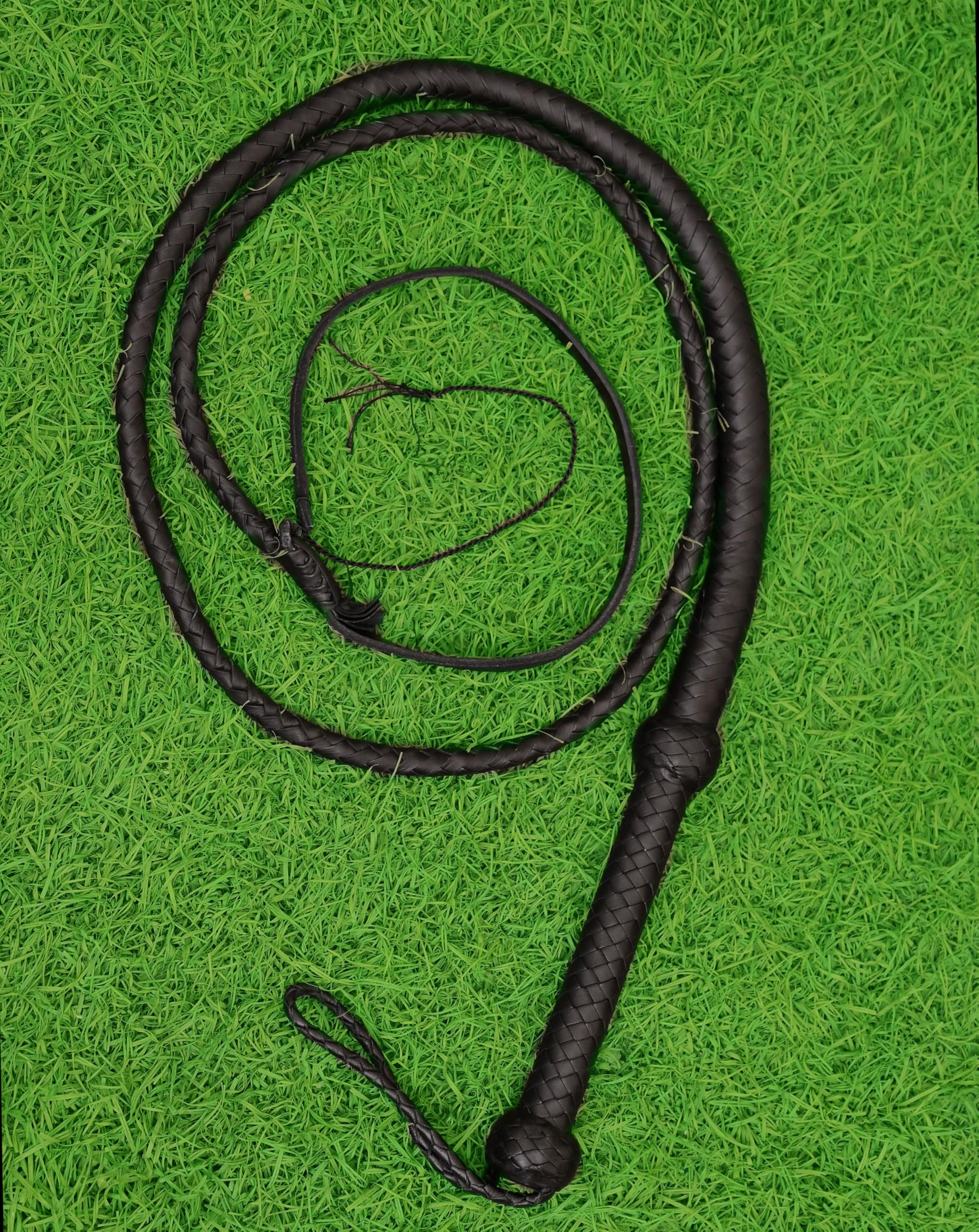 Bullwhip 6ft Genuine Leather Indiana Jones Style Whip for Equestrian Training & Cracking, Leather Phobia Cowhide Stock Whip