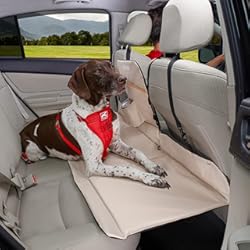 Cubre Asiento Trasero Kurgo - Puente para Asientos Traseros, Alargador de Asientos para coches para perros, Separador para coches para mascotas, Acolchado, Reversible, Impermeable, Universal, Hasta 45 kg - Arena/Negro
