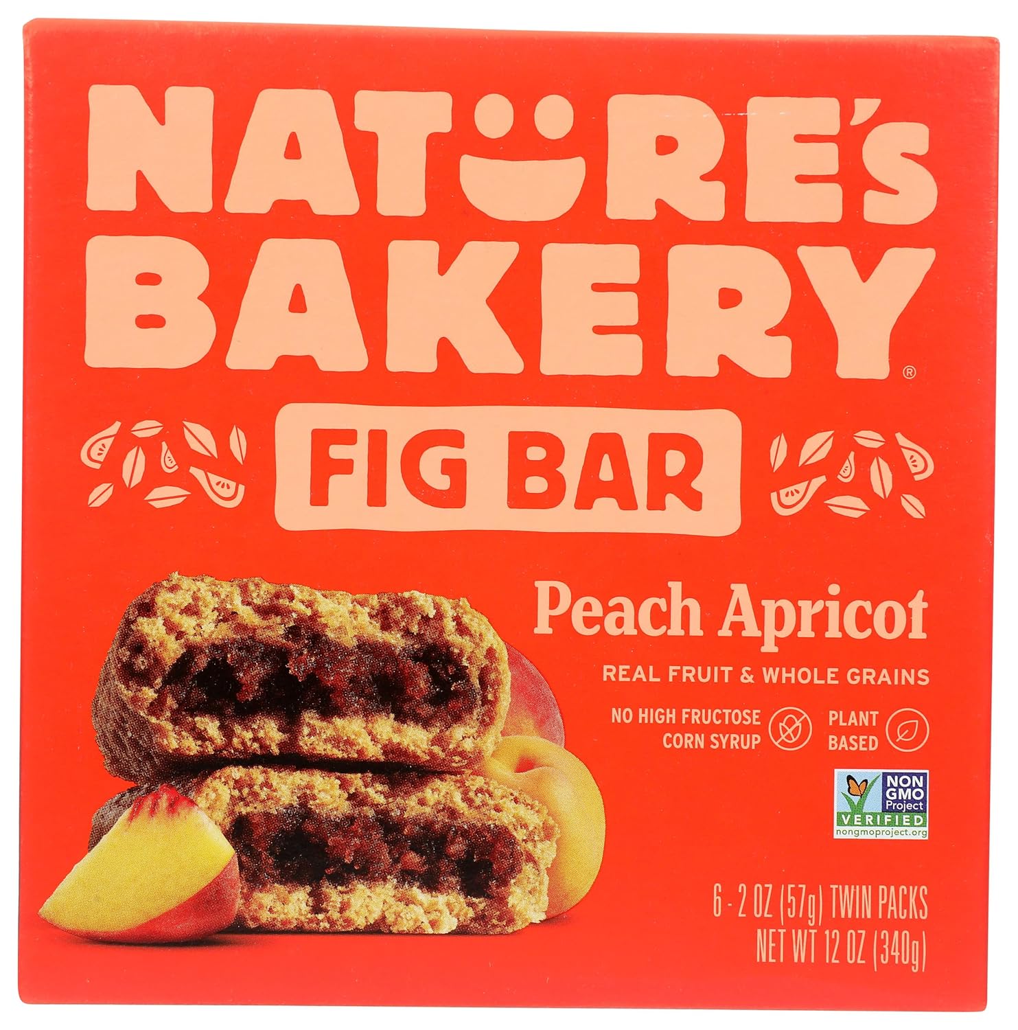 Nature's Bakery Peach Apricot Whole Wheat Fig Bars, 6 Count, Vegan, Non GMO, 12 Ounces (Pack Of 6)