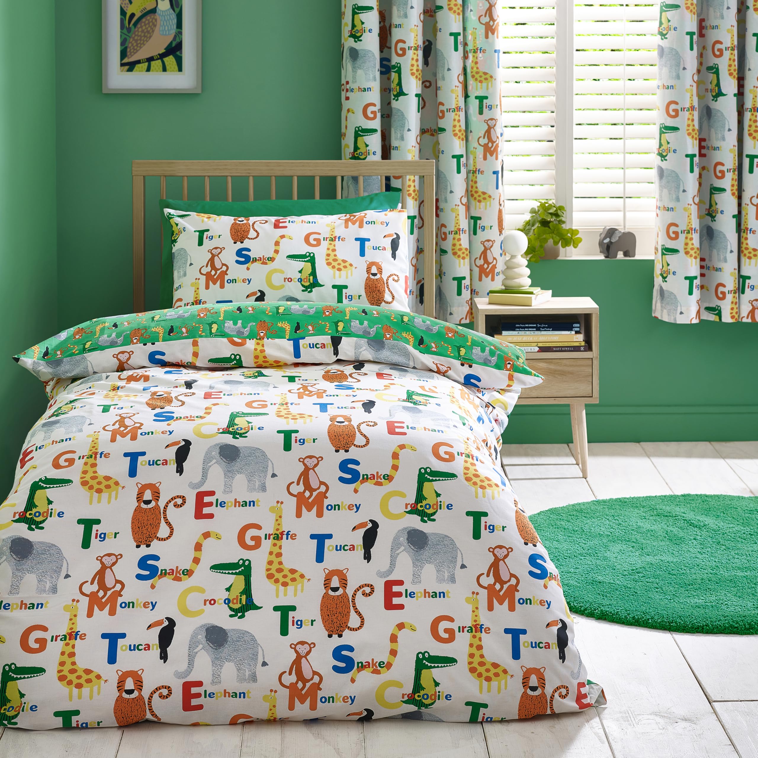 Catherine Lansfield Animal Magic Reversible Single Duvet Cover Set with Pillowcase Natural