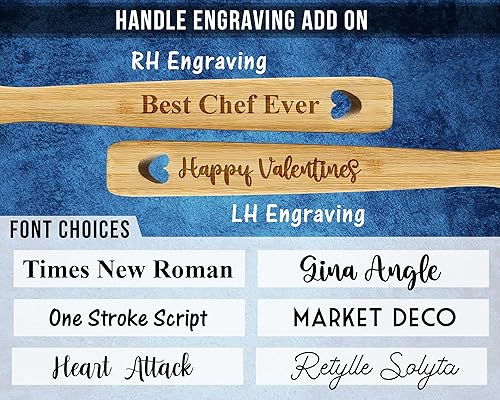 Miniatura 9 de Espátula de bambú de madera en forma de corazón personalizada  para mujeres  hombres  inauguración de la casa  aniversario  parejas  chef