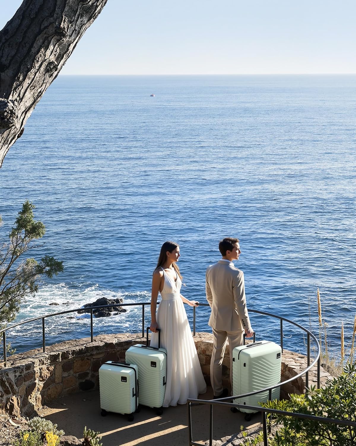 Coolife Luggage 3 Piece Set Durable Upgrade PC Expandable Hardside Lightweight Travel Suitcases with Dual Spinner Wheels & TSA Lock, 20/24/28 (20" Expandable) (Light Green, 3-Piece Set (20/24/28))