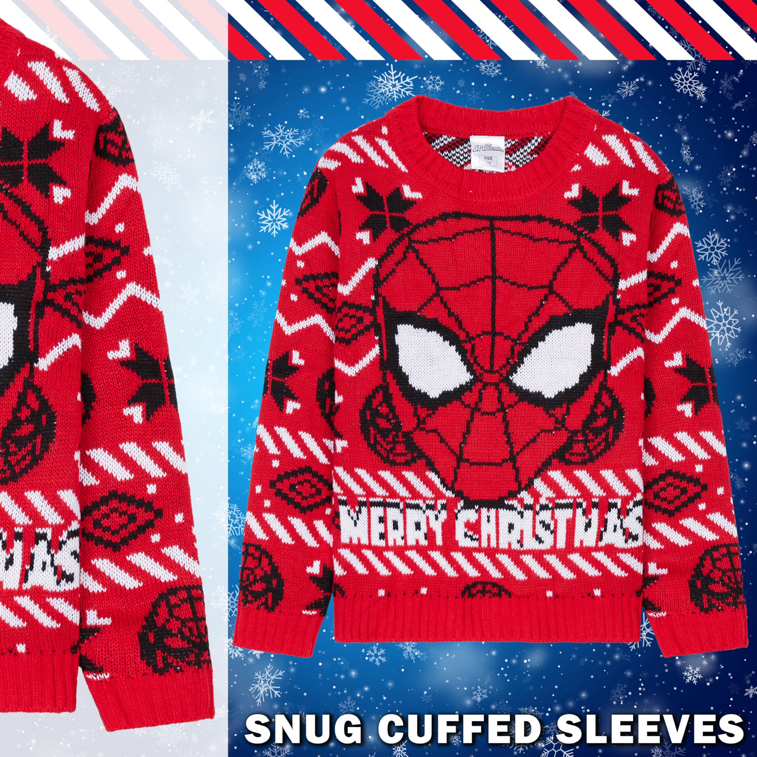 Marvel Spiderman Jersey Navideño Niños Suéter Punto Cuello Redondo