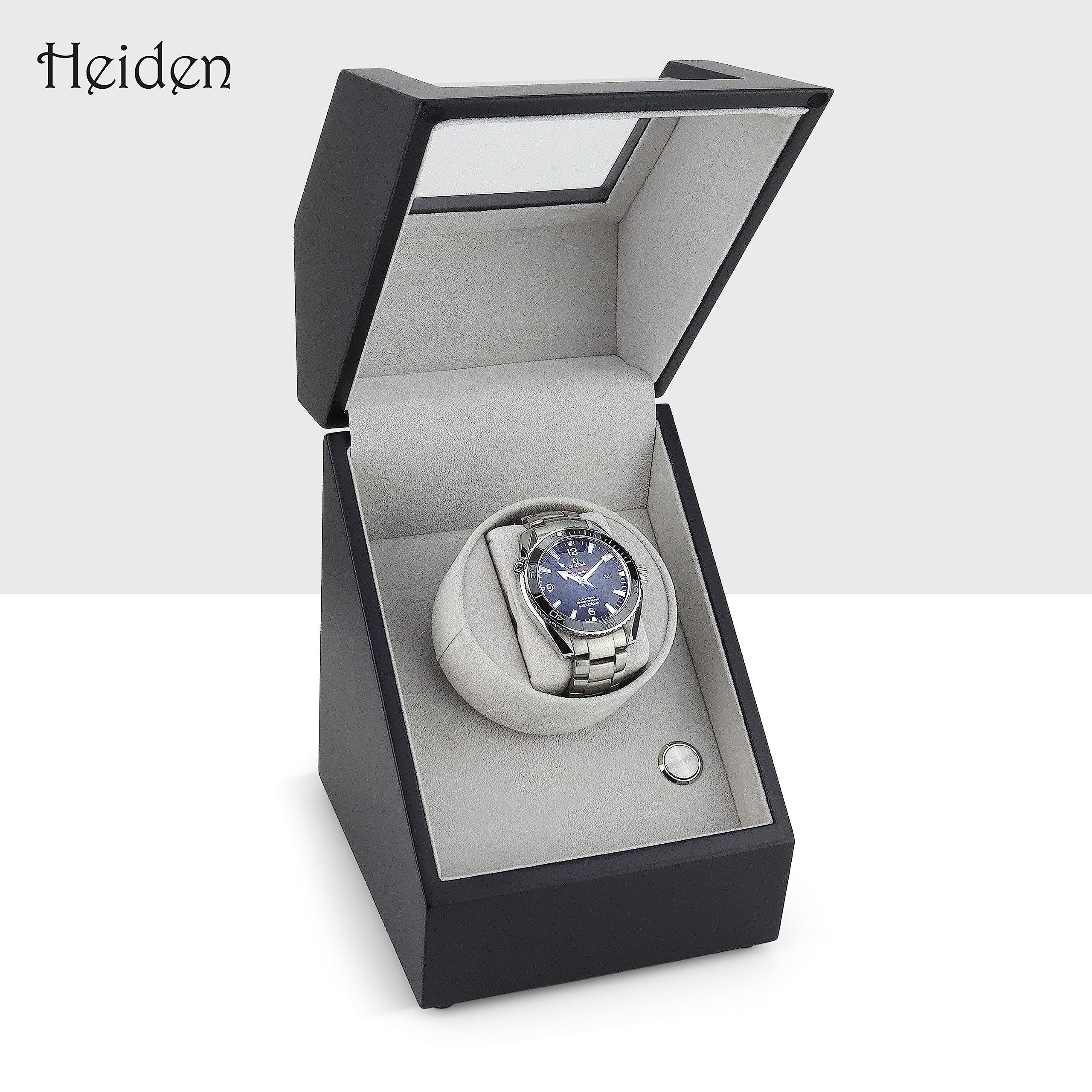Heiden Watch Winder Single Watch Winders - Japanese Motor - AC Adapter Included - Can Run on Batteries - 12 Multiple Settings - Zero Magnetization Automatic Watch Winder for Rolex