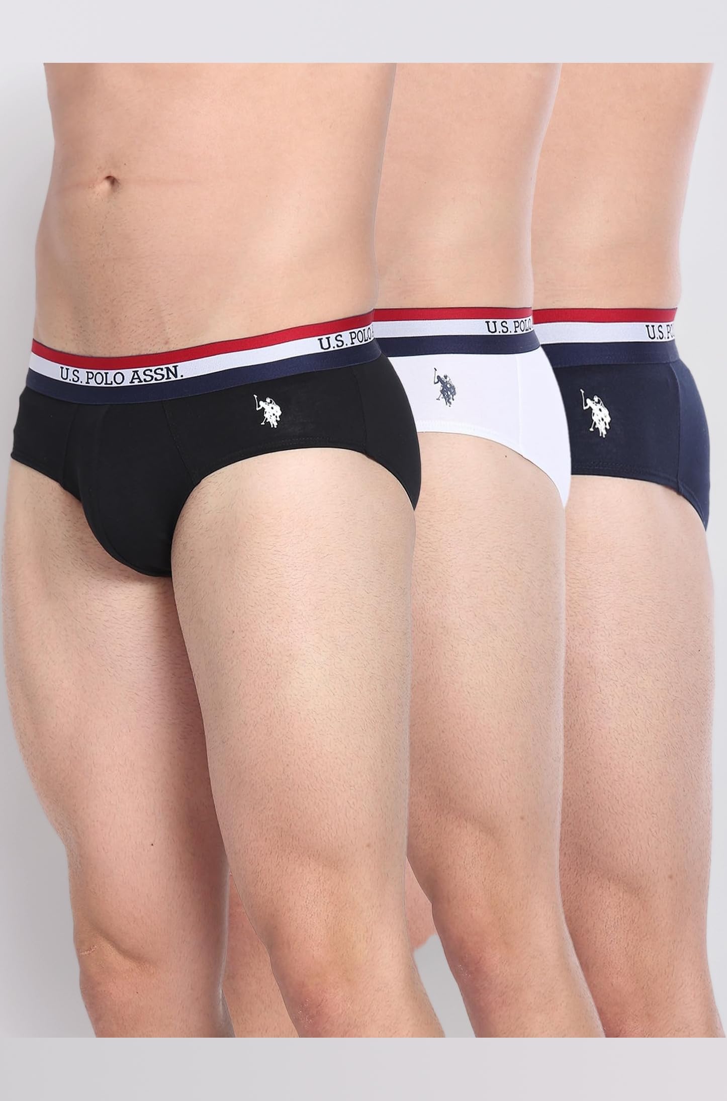 U.S. Polo ASSN. Mens EB002 Anti Microbial Signature Cotton Stretch Underwear Brief -Pack of 2