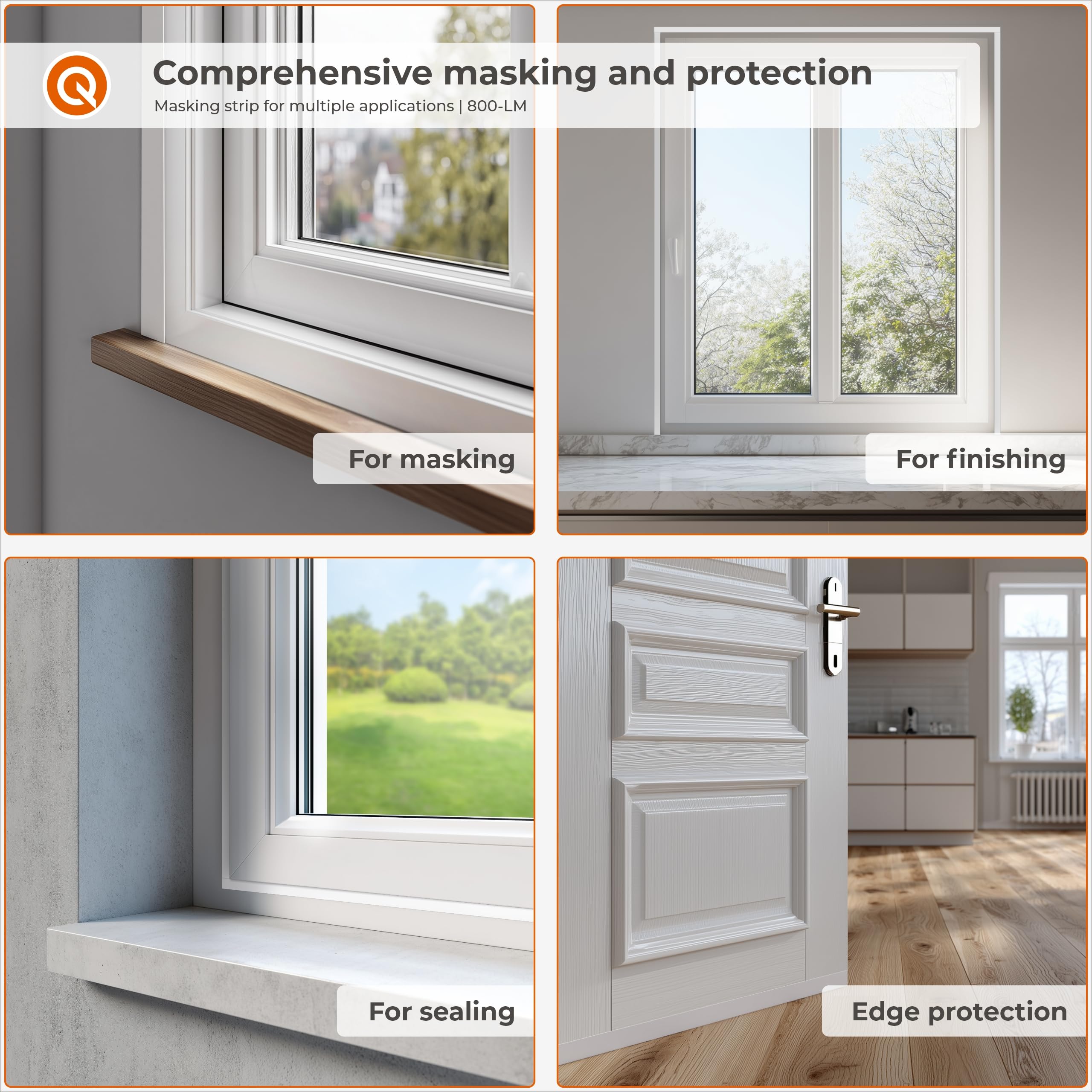 Quest Listón de Cubierta Tira Plana, Moldura para Ventanas Autoadhesiva - Ancho 30mm - Perfil de PVC, Moldura Decorativa, Tira de Acabado - Flexible, Plana - 20 metros (Blanco)
