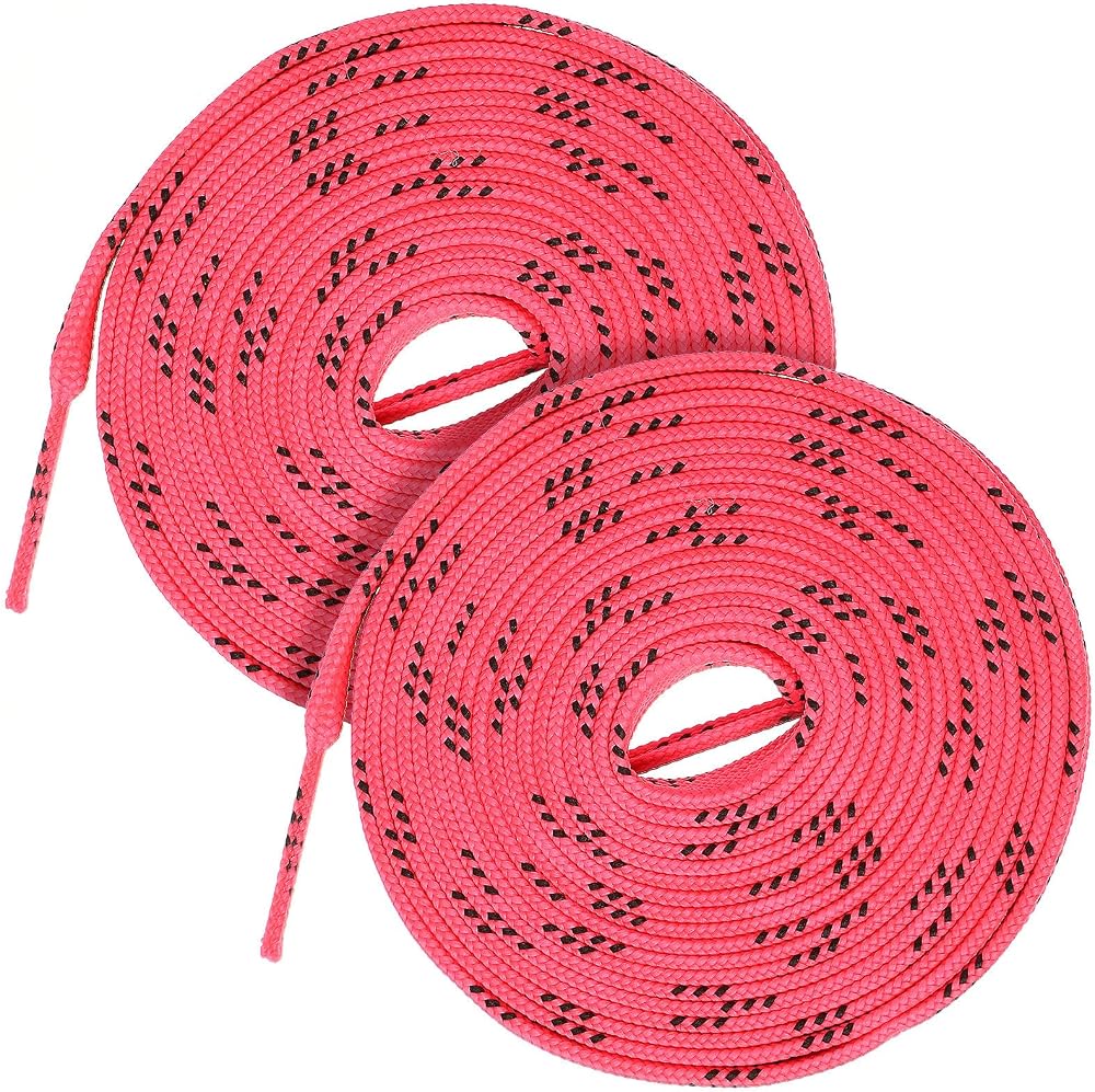 Pink Waxed Polyester Roller Skate Laces 108 Inch Trifold Tip Pair — 사진 1