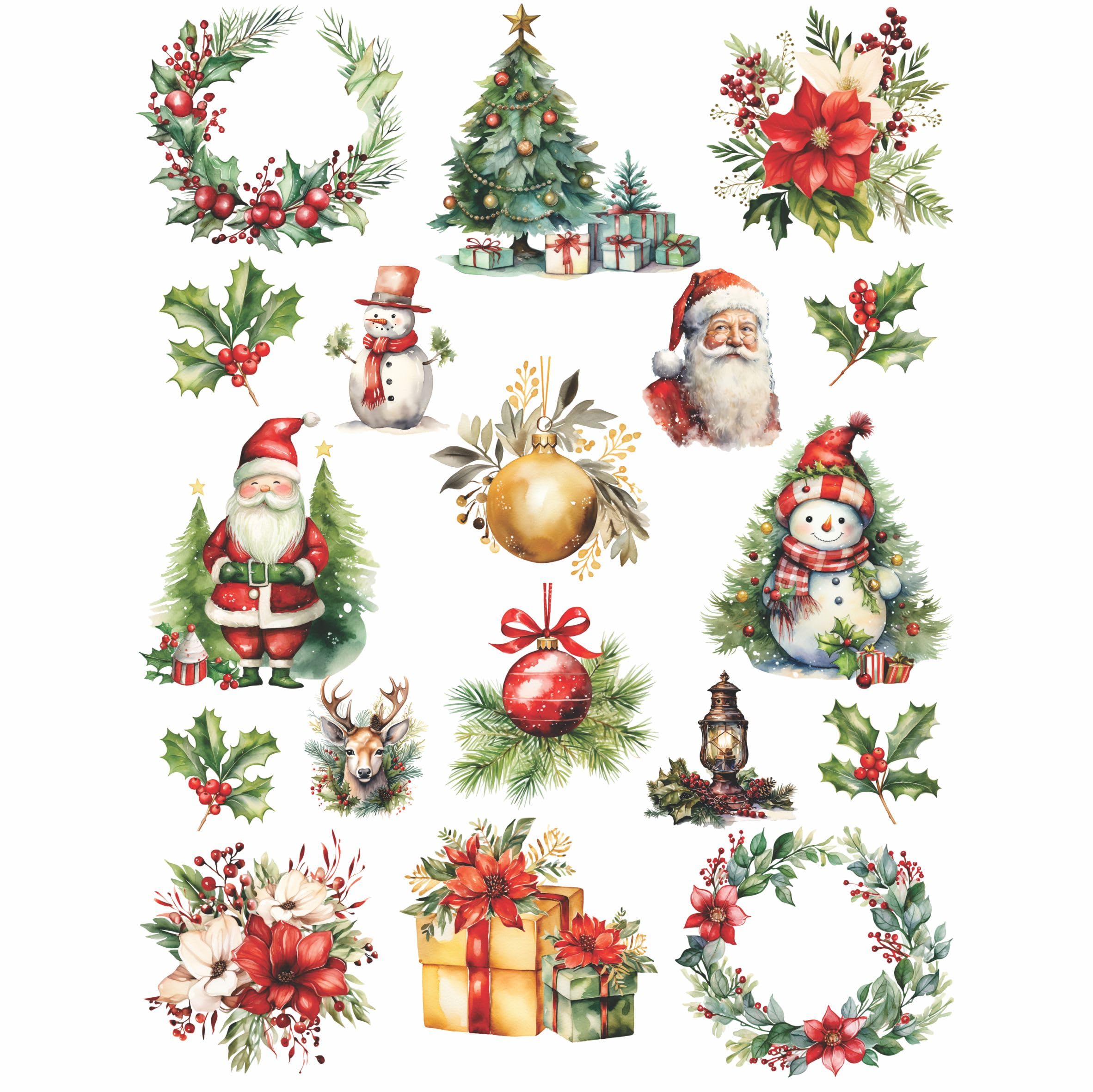 Papel de arroz Colores Navideños, 20 x 26,6cm (6pc) - 6 Diseños para Scrapbooking Tarjetas Manualidades, Decoupage by CRAFT KREATIVELY