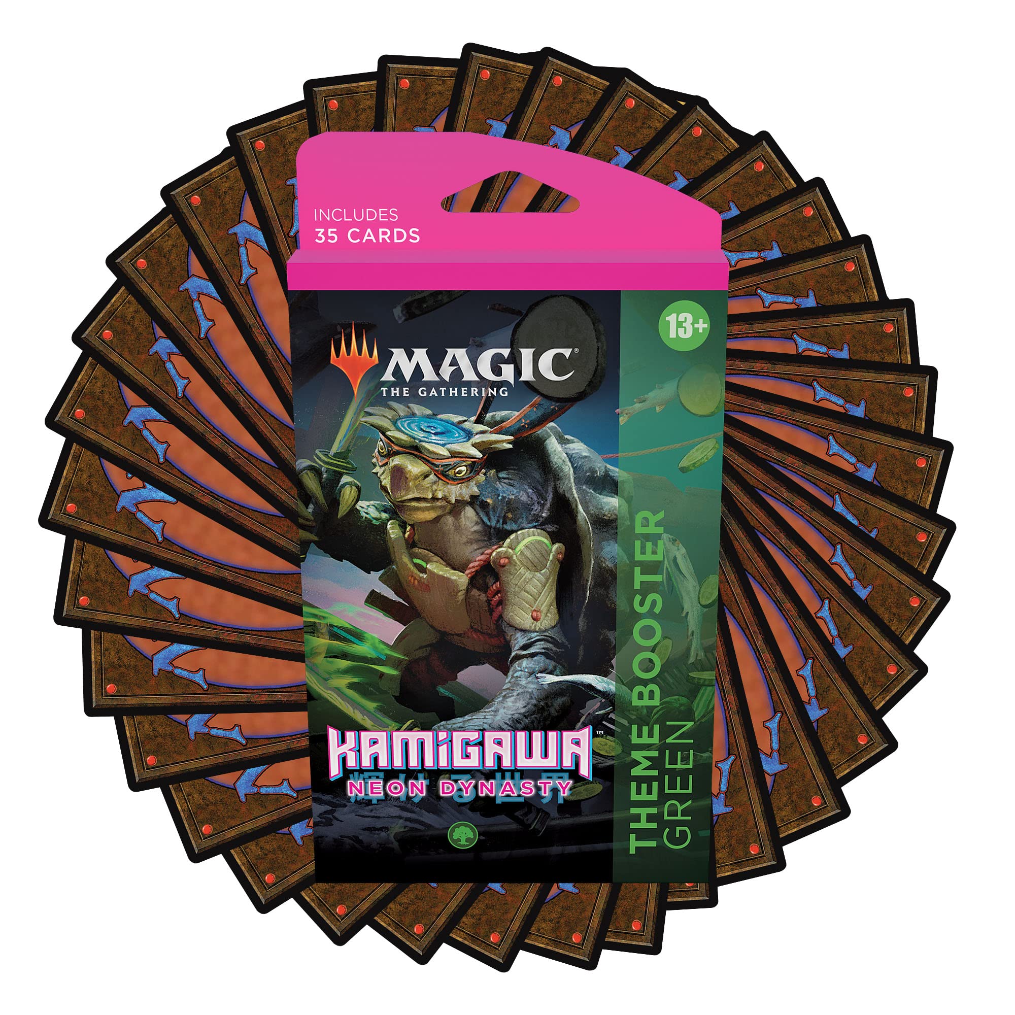Magic The Gathering Kamigawa Neon Dynasty Booster Vert - 60 Cartes, Incl. 35 Cartes de la Dynastie Neon Kamigawa, 25 Terres, 1 Rare ou Mythique Rare