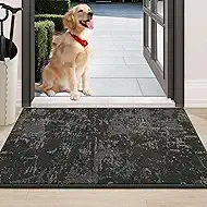 BEQHAUSE Dirt Trapper Door Mat 24" x 36", Non-Slip Doormats Washable Entryway Rugs, Stain Resistant Dog Door Mats Absorbent Welcome Floor Mat for Front Back Door, Mud Wet Shoes & Paws, Dark Grey
