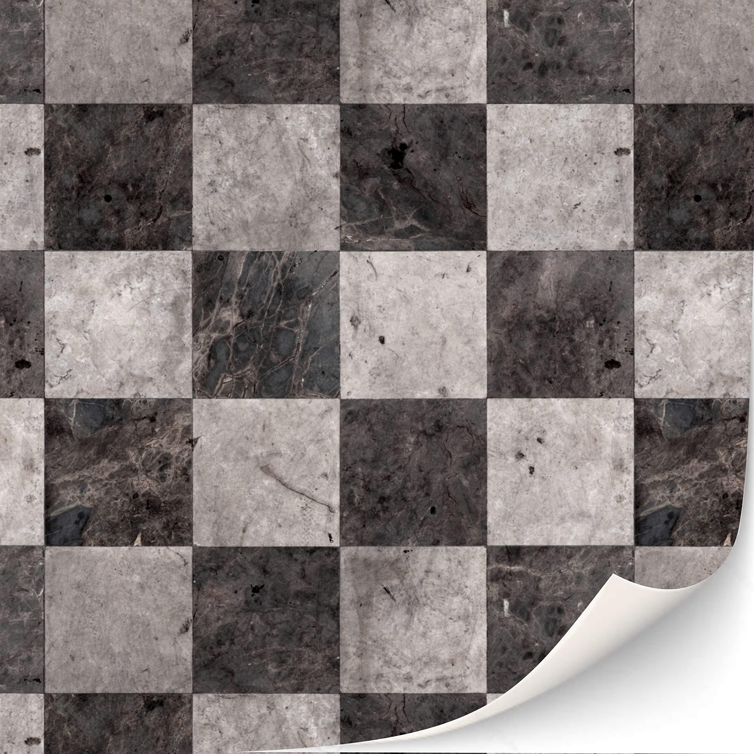 3 Sheets Self Adhesive Floor Tiles for Dollhouse 1:12 Scale (Checkerboard Pattern Marble)