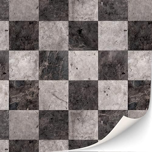 3 Hojas de Azulejos de Suelo Autoadhesivos para Casa de Muñecas a Escala 1:12 (Patrón de Tablero de Ajedrez…