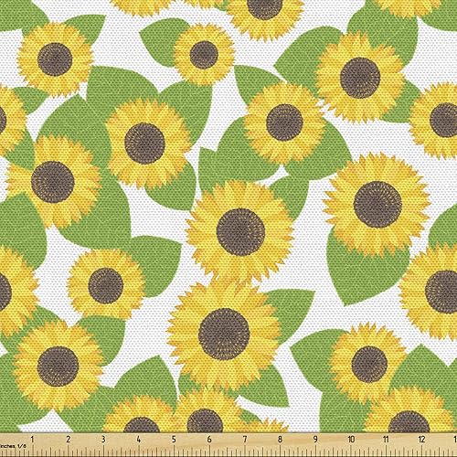 Miniatura 165 de Lunarable - Tela para amantes de perros de The Yard, patrón divertido de animales de dibujos animados en posiciones caprichosas estirando y Beige y