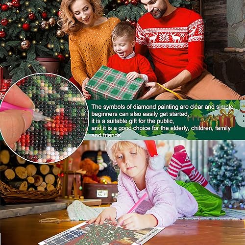 Miniatura 5 de Kit de pintura de diamantes de Navidad con diamantes, kits de arte de pintura de diamante 5D de Navidad para adultos y niños, kits de pintura de