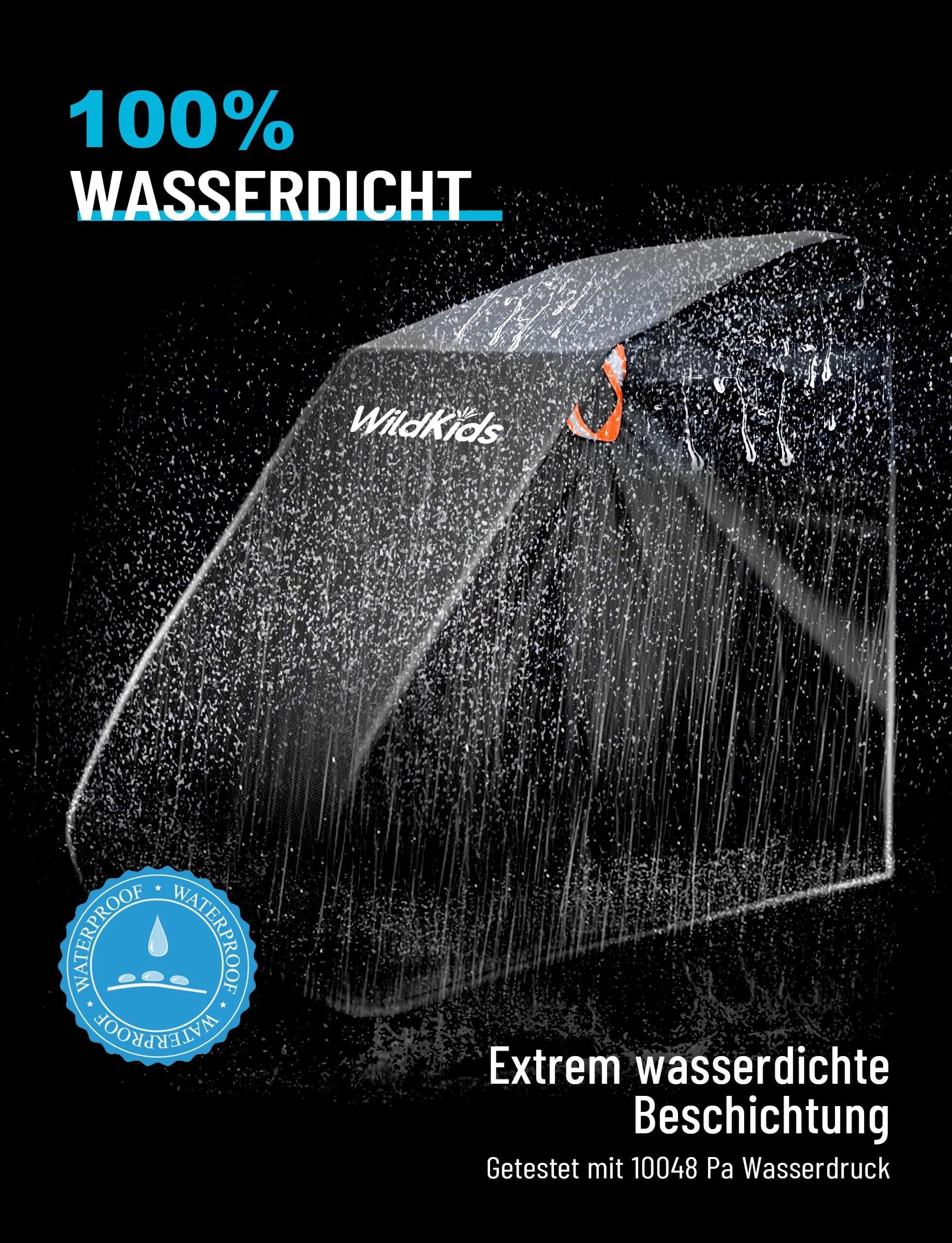 WildKids Universelle Abdeckung für Fahrradanhänger (Einzel- und Doppelsitzer) | Reißfest, UV-beständig, regenfest und atmungsaktiv | kompatibel mit Thule, Kesser, Hauck und weiteren Marken