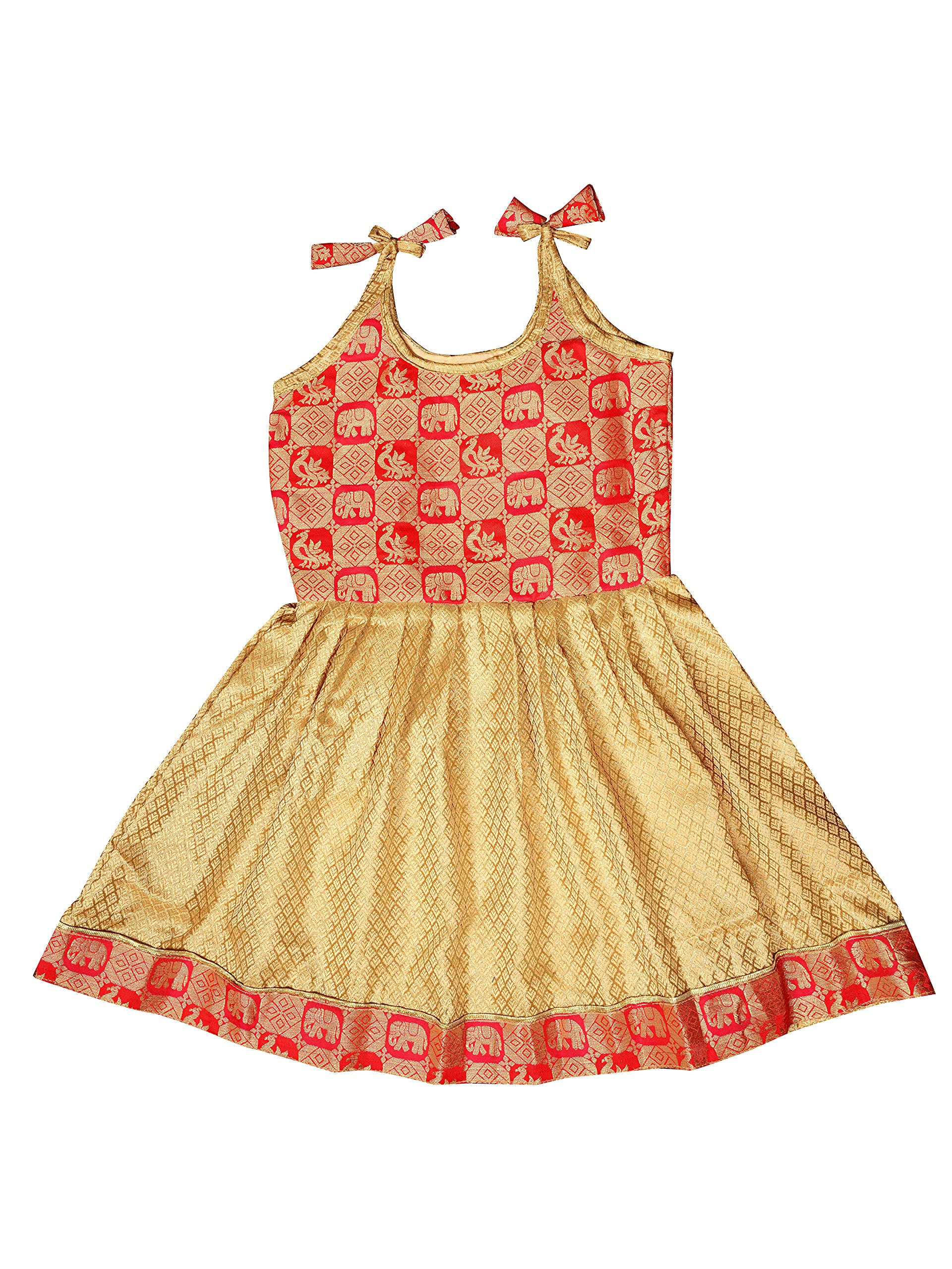 SuzvanBaby Girls Coffee Silk Frock