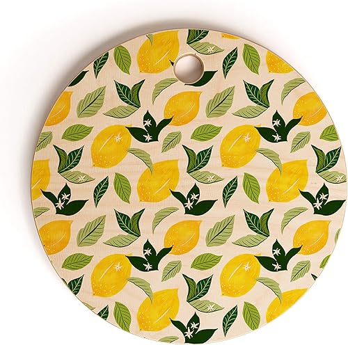 Society6 Tabla de cortar 83 Oranges Lemona, redonda