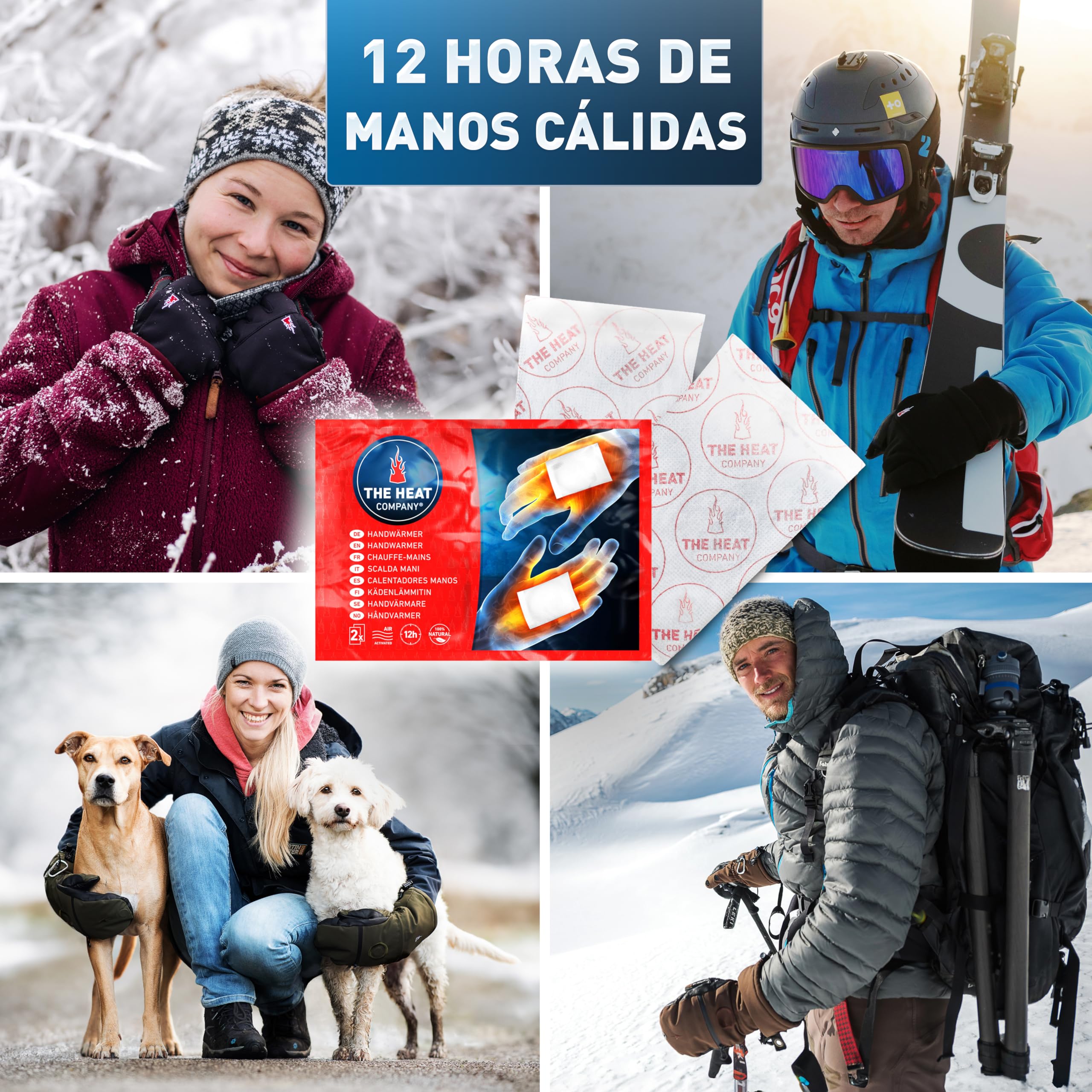 THE HEAT COMPANY Calentadores Manos - 10 o 40 Pares - Extra CÁLIDO - Calienta Bolsillos - 12 Horas de Manos Calientes - Calor instantáneo - Activado por Aire - Puro Natural