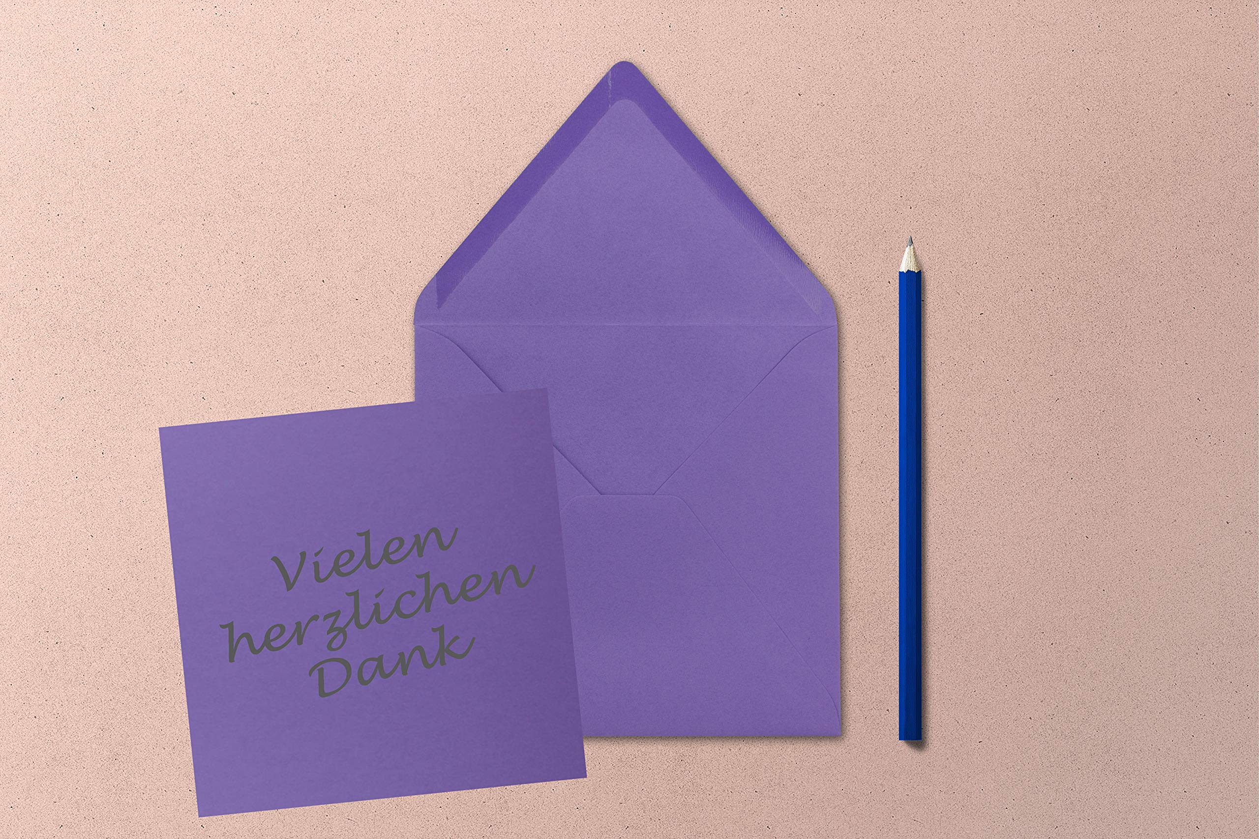 FarbenFroh® by Gustav Neuser® Pack of 25 Simple Square Cards 15 x 15 cm with Envelopes in Purple for Greeting Cards etc - Image 2