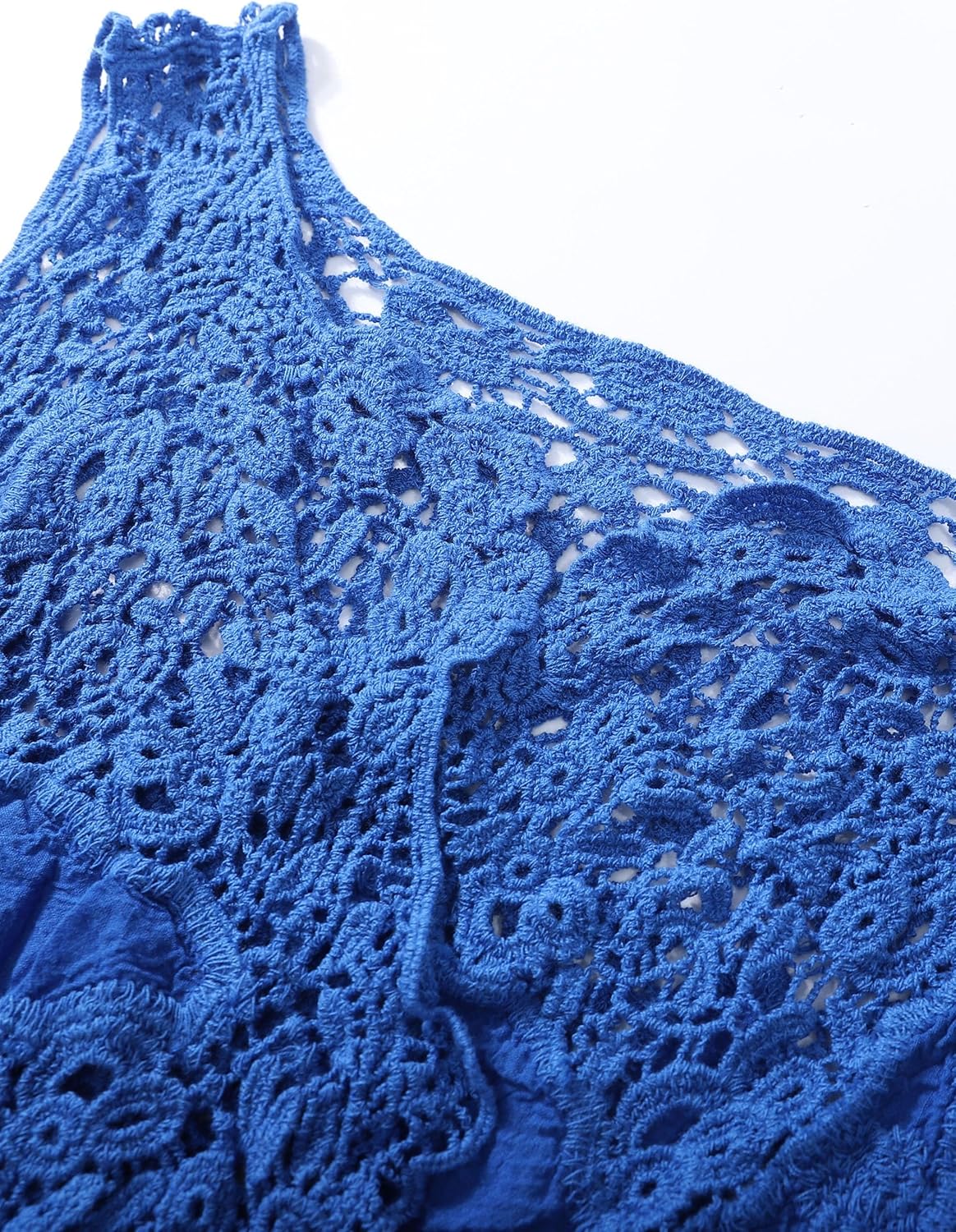 Flygo Women's Open Front Cotton Crochet Lace Boho Hippie Butterfly Vest Cardigan Coverup Sleeveless Irregular Hem - Image 7