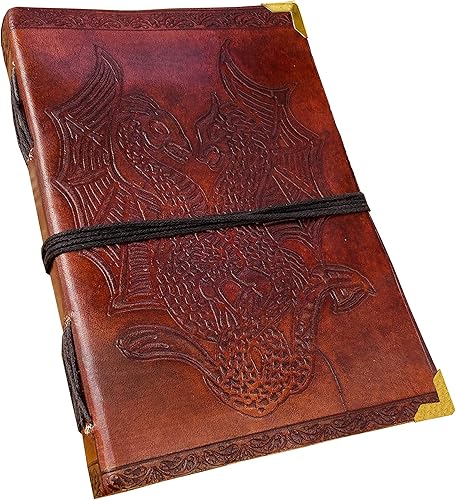 Miniatura 6 de Diario de dragón doble hecho a mano con sol y lunacuaderno de escrituracuaderno diario encuadernado para hombres y mujeres de papel sin forro,