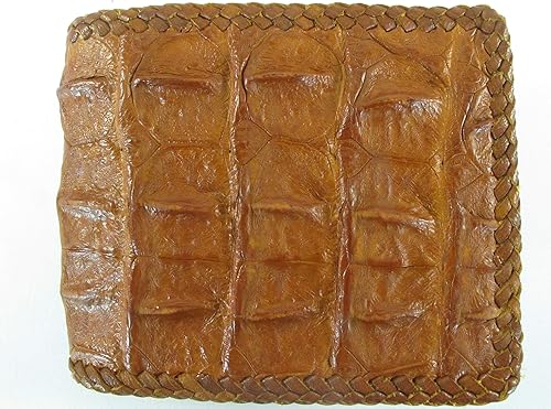 Miniatura 2 de Pelgio Cartera plegable hecha a mano con piel auténtica de cocodrilo y cocodrilo, Marrón (Tan Brown), B1 6 ranuras para tarjetas + 2 ventanas de