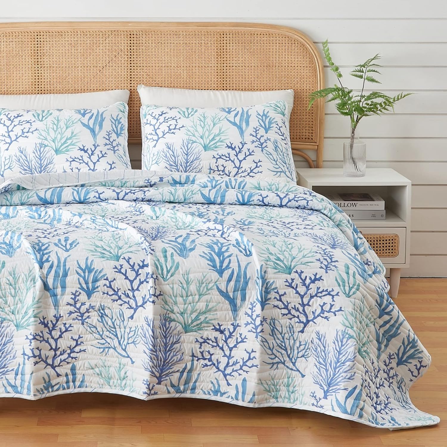 King Coastal Quilt Bedding Set, Summer Coastal Quilt with