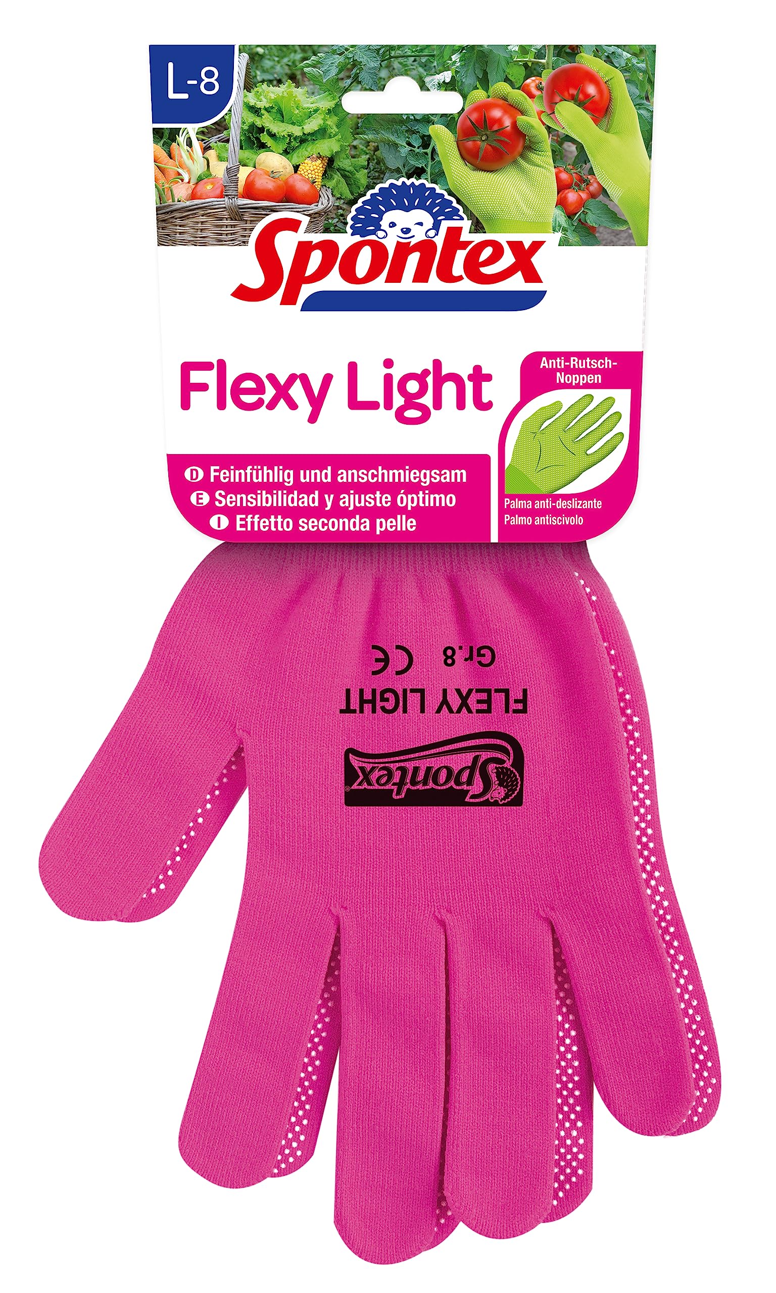 SpontexFlexy Light, Size 8-8.5 - The Lightweight and Flexible Women's Gloves for Gardening and Hobby Work, 2 Pairs