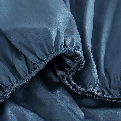 Miniatura 6 de Eikei Juego de sábanas de lujo de 400 hilos de algodón egipcio de fibra larga, tejido de satén transpirable, sedoso, suave, Pima Premium (verde