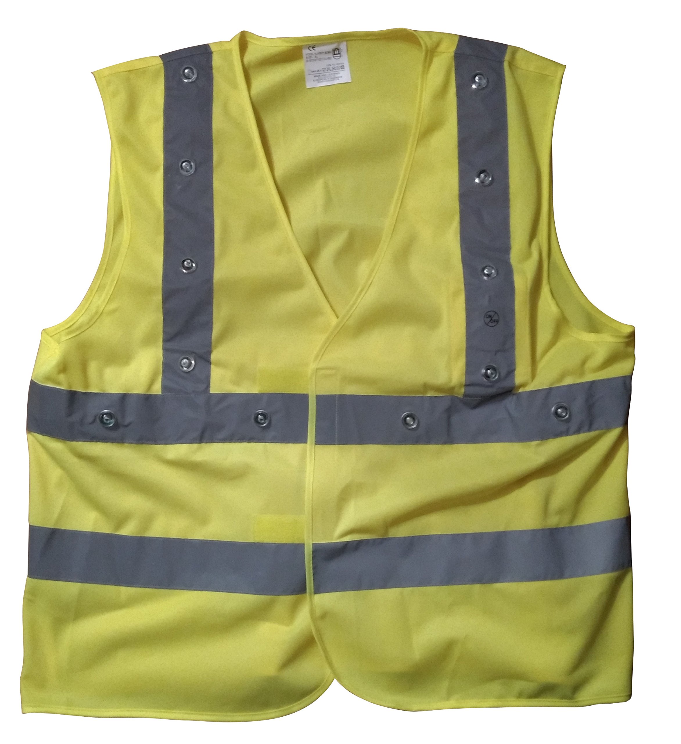 Gilet giallo professionale di sicurezza, 22 LED, colore: bianco