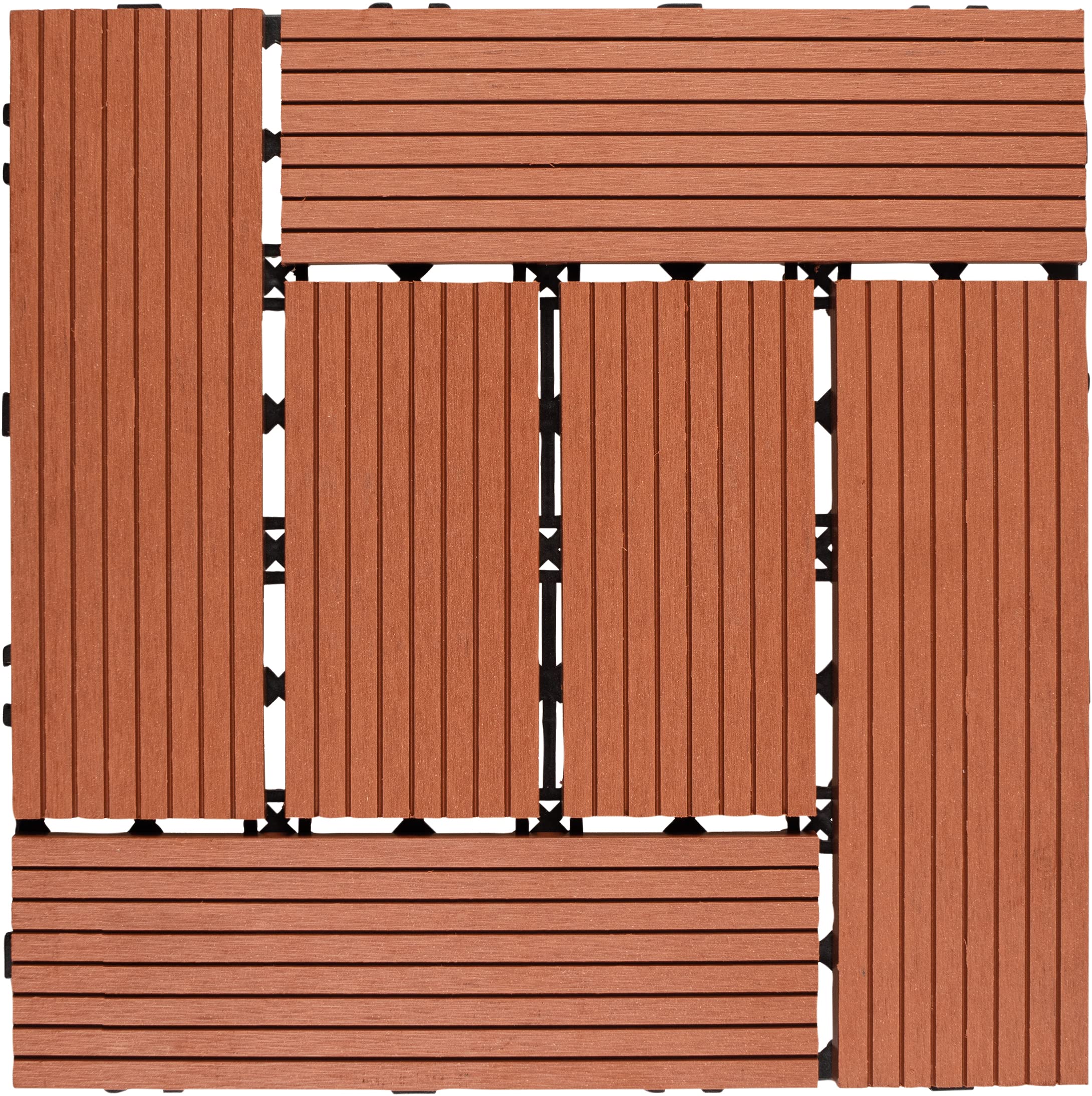 St Helens Home & Garden Terracotta Plastic Interlocking Composite Patio And Deck Tiles Pack Of 6 - No Watering Or Mowing (Terracotta)