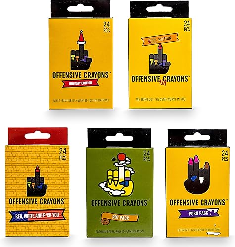Milktoast Brands Paquete de crayones ofensivos para adultos, 5 juegos de regalo de broma (juego de 5 piezas) Milktoast Brands Paquete de crayones ofensivos para adultos, 5 juegos de regalo de broma (juego de 5 piezas)