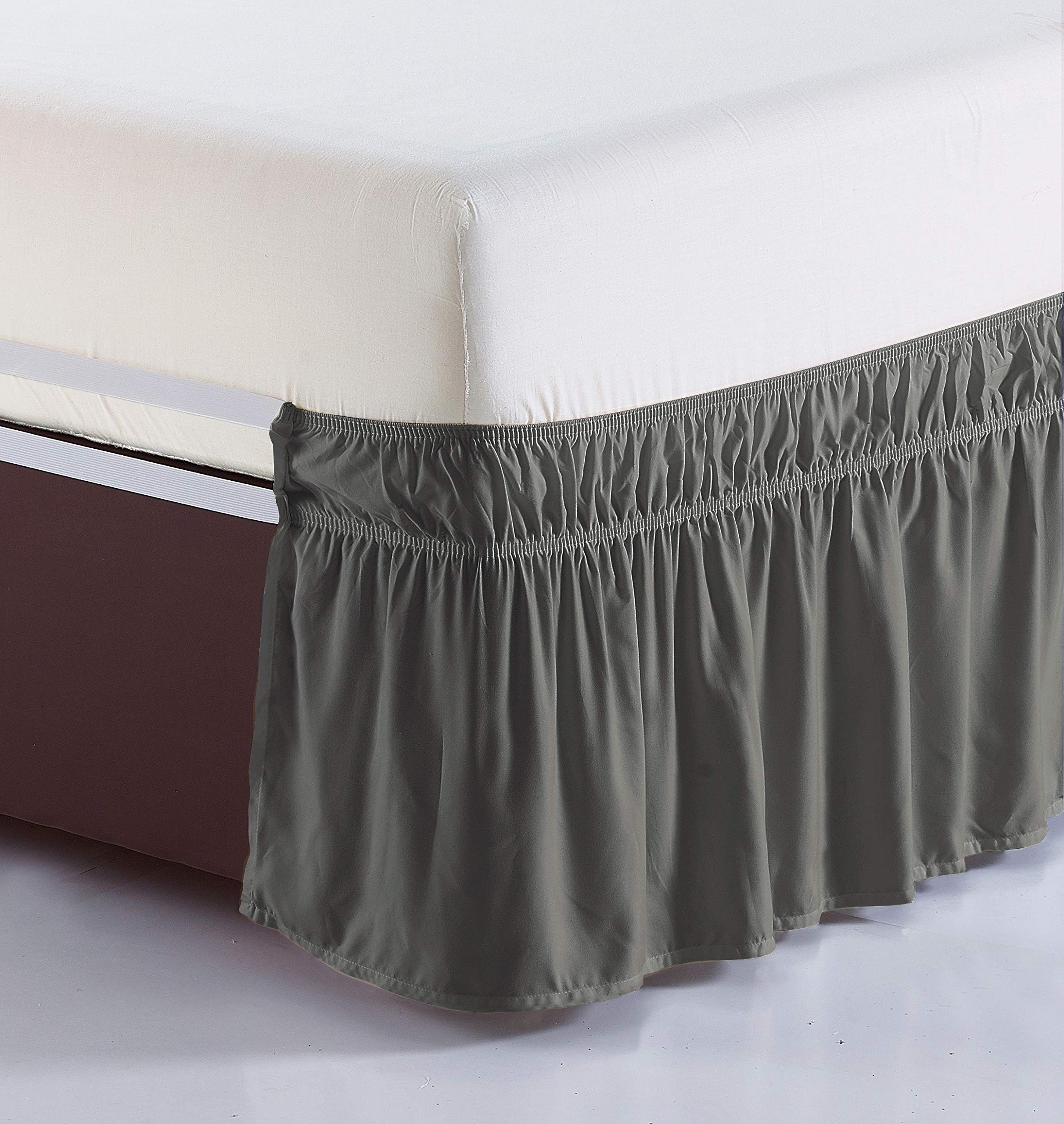 Luxury Around Style, Elastic Wrap Ruffled Bed Skirt 16inch Drop