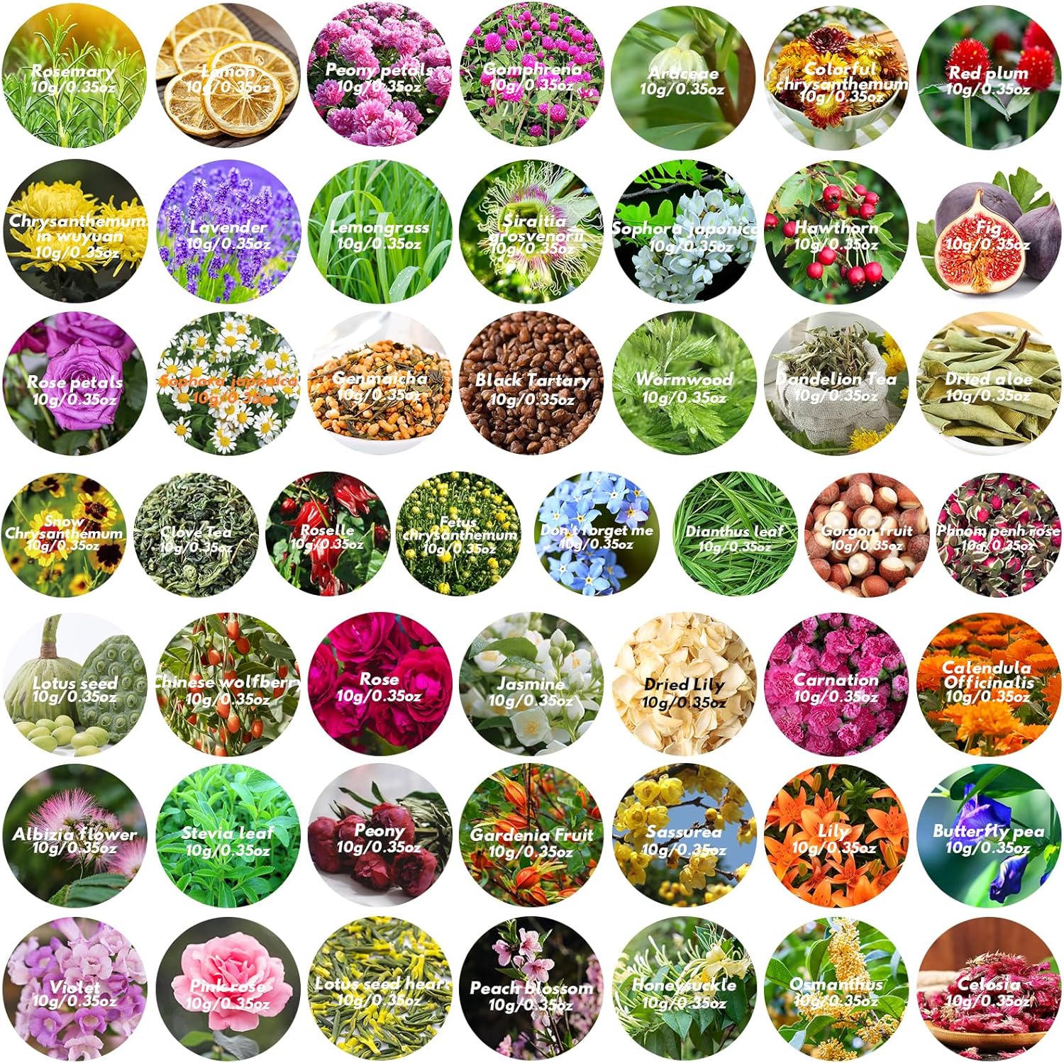 50 Bags Dried Flowers Candle and Soap Making, Variety Dried Herbs Kit for Witch Altar Supplies, Pagan Ritual, Bulk Botanical Lavender Rose Petals Rosemary Ideal for Resin Pressed Flowers DIY Craft