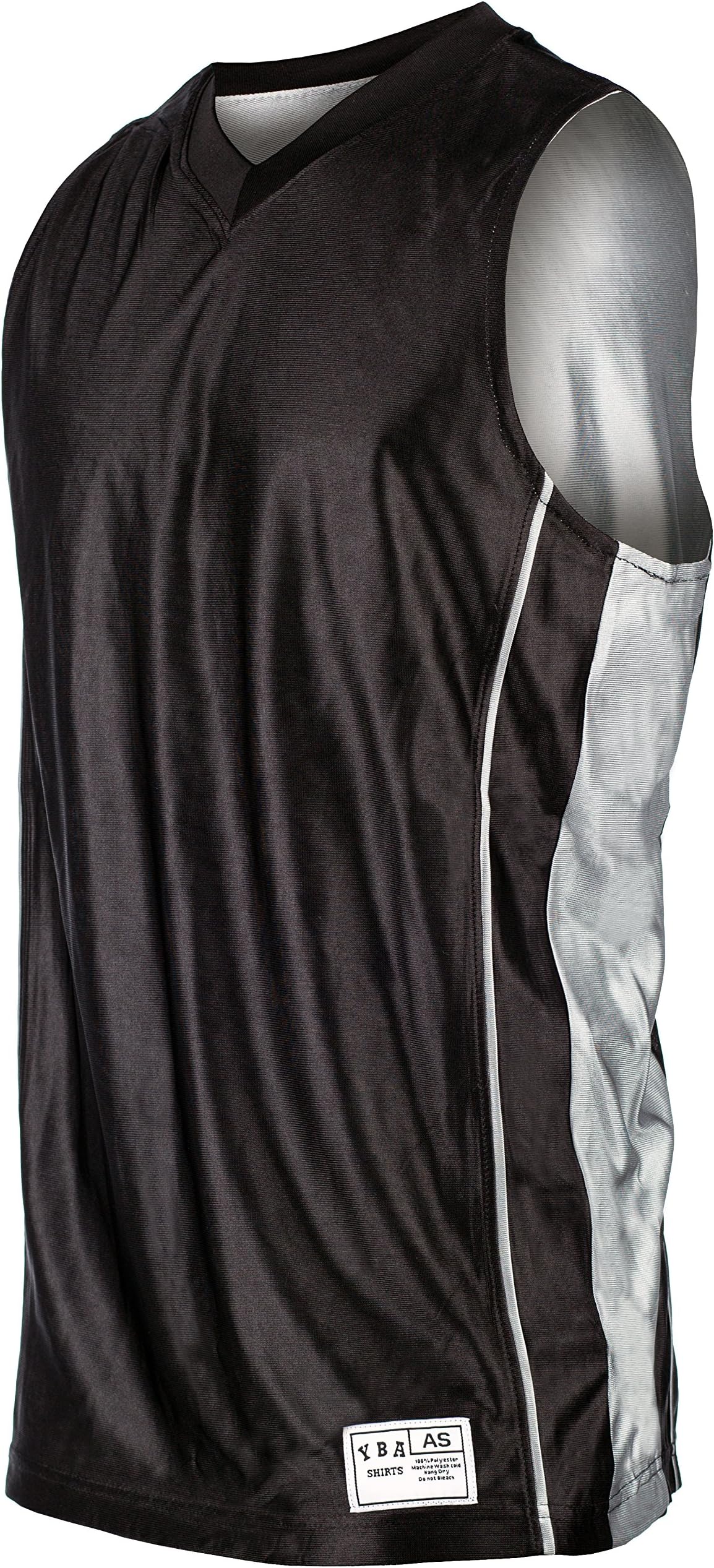 YBA ShirtsReversible Dry-Fit Basketball Jersey (X-Large, Black/Silver)