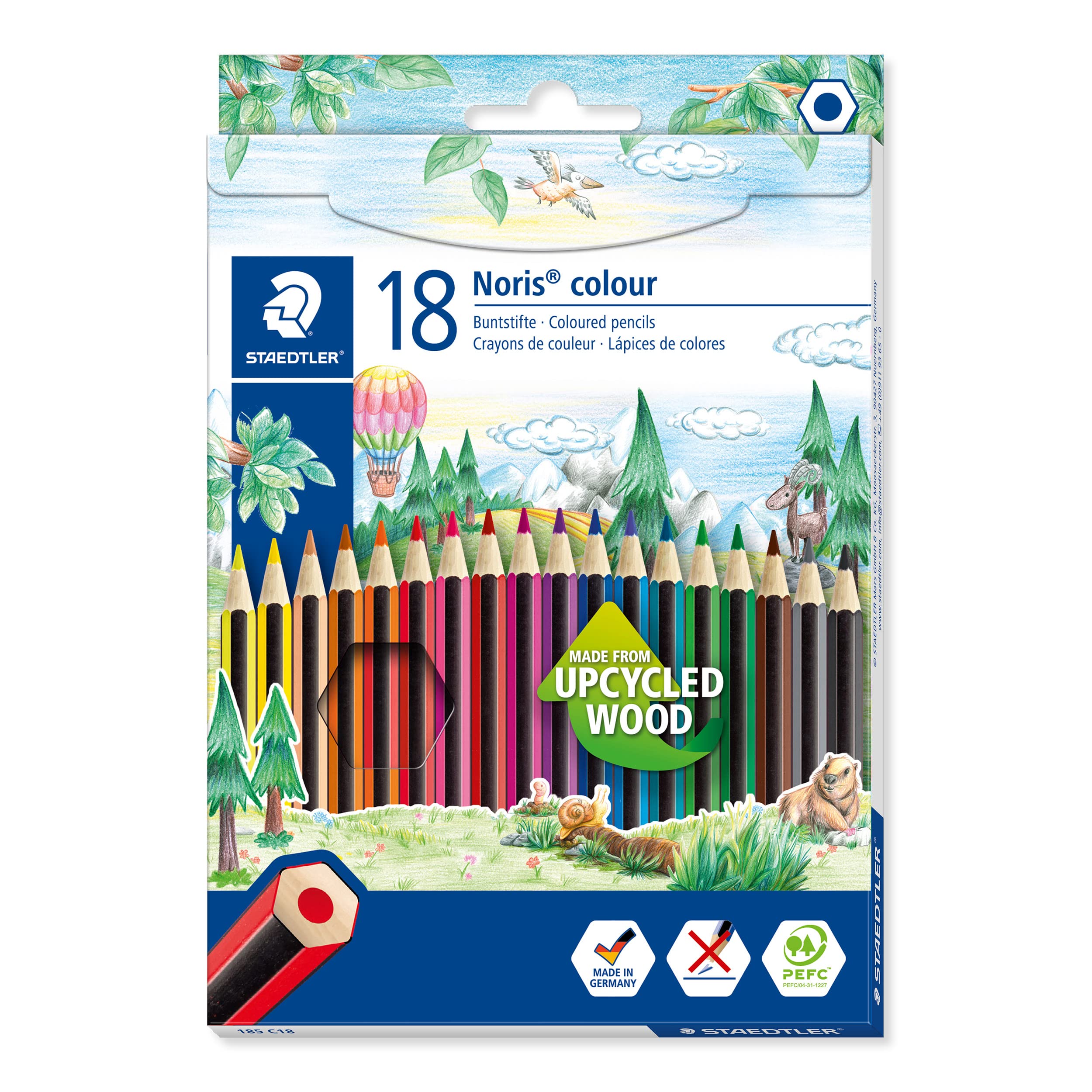 STAEDTLER 185 C18 Noris Colour Colouring Pencils - 18 Assorted Colours (Pack of 18 Pencils)