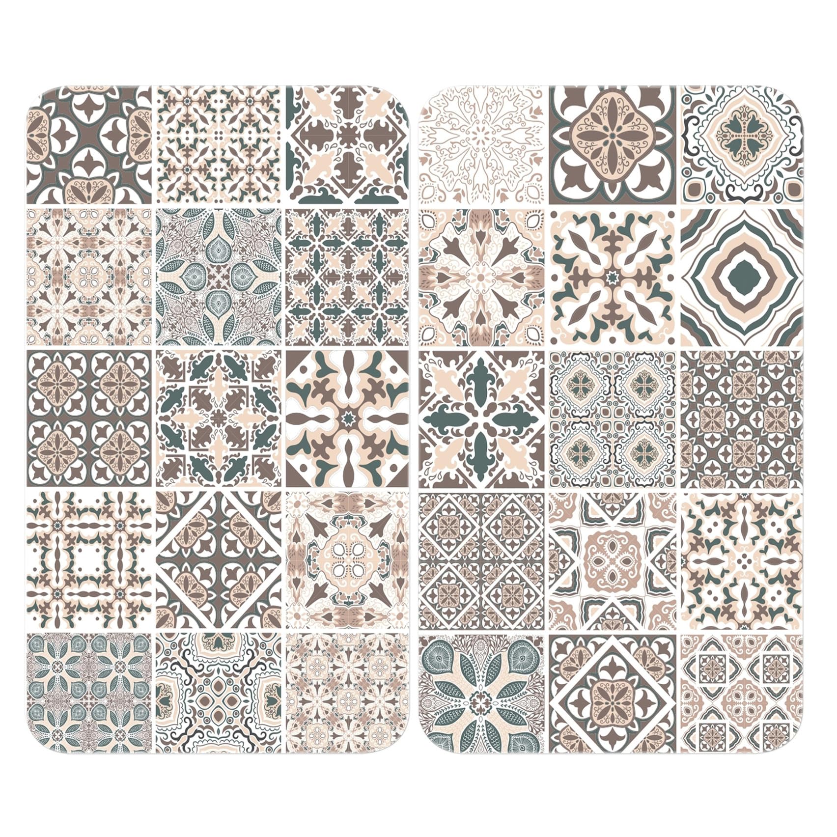 WENKO Plaque de Recouvrement Universelle Mod. Carreau, réglable en Hauteur pour Tout Type de cuisinière, Planche à découper et Protection Anti-éclaboussures, Verre, 30 x 52 cm, 2 pièces