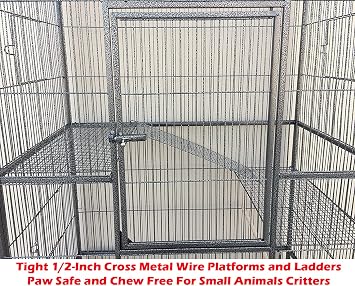 Extra Large Wrought Iron 5-Tiers Chew-Proof Ferret Squirrel Chinchilla Sugar Glider Critter Animal Home Metal Cage Easy Clean Pull Out Tray with Removable Rolling Stand