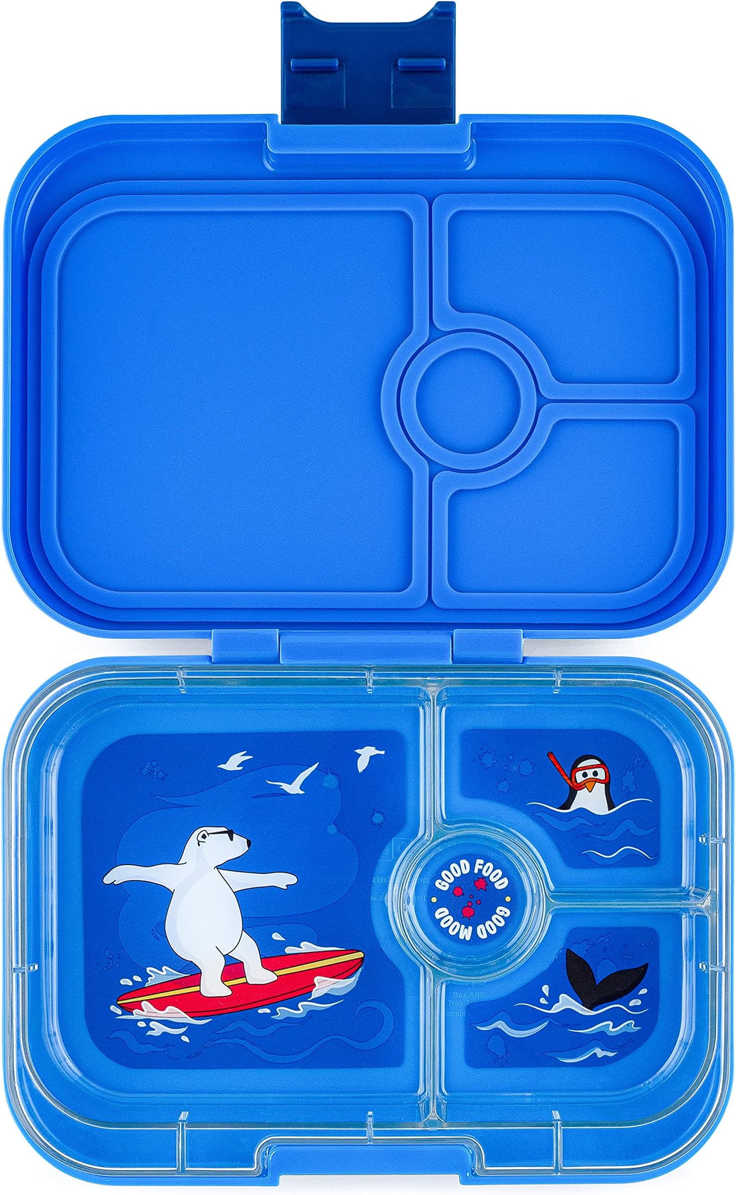 Yumbox Panino Bento Box 4 Compartment Lunch Box For Children & Kids, BPA & phthalates-Free, Leakproof, Easy Open Latch, Removable Tritan Tray & Silicone Seal, Blue ABS Exterior, Polar Bear, 755ml