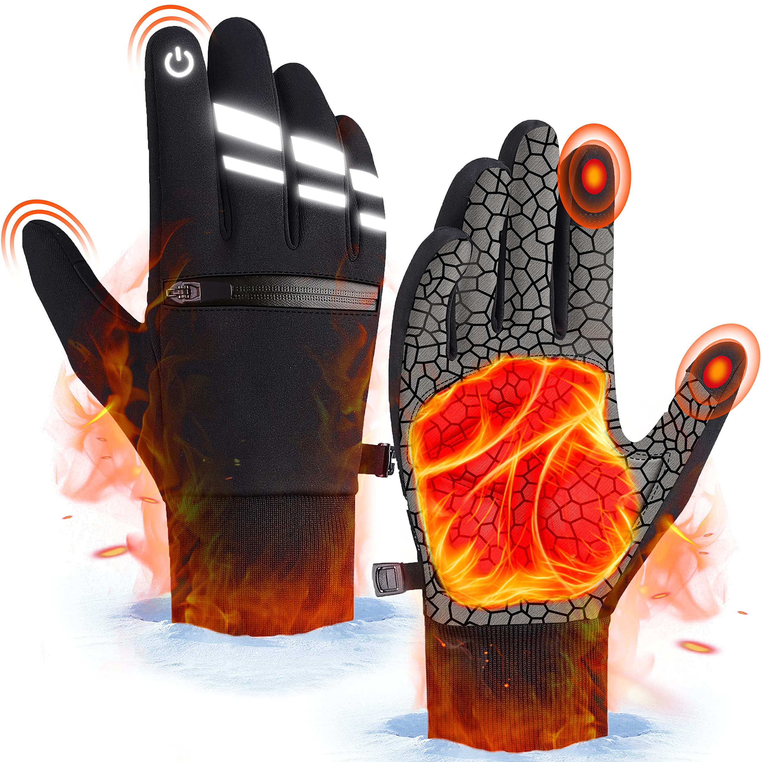 2 Paar Winter Handschuhe Damen - Touchscreen, Wasserdicht & Warm