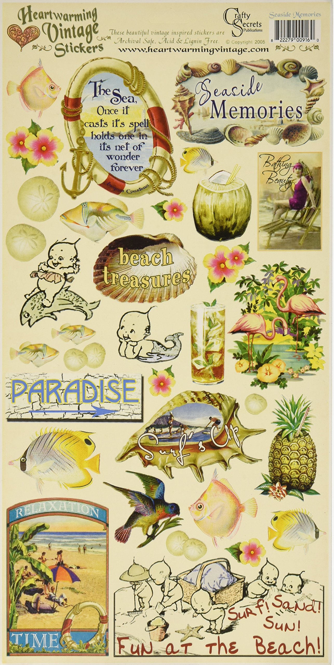 Heartwarming Vintage Cardstock Stickers 6"X12"Sheet-Seaside Memories