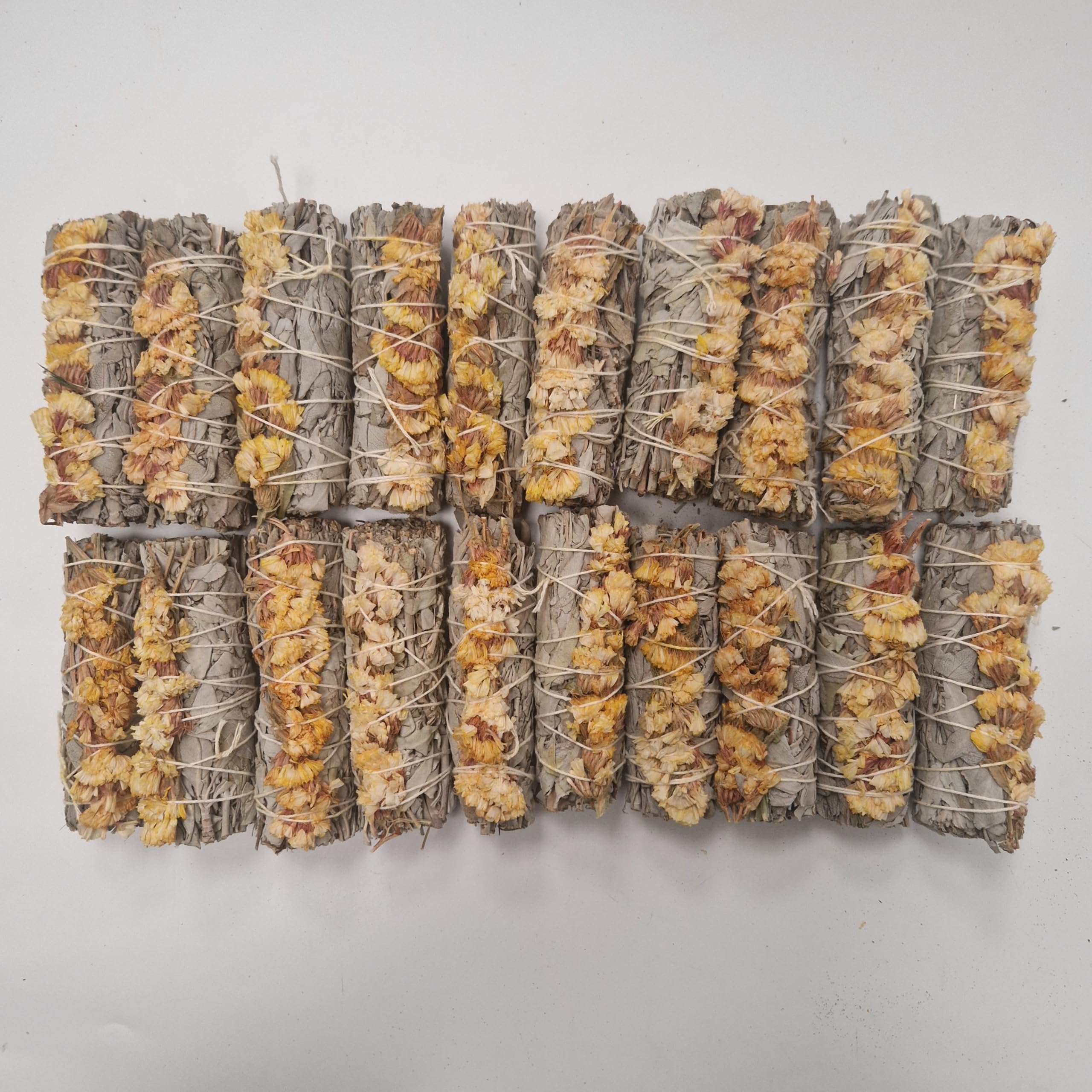 Smudge Stick, White Sage and Yellow Sinuata 4", Pack of 20