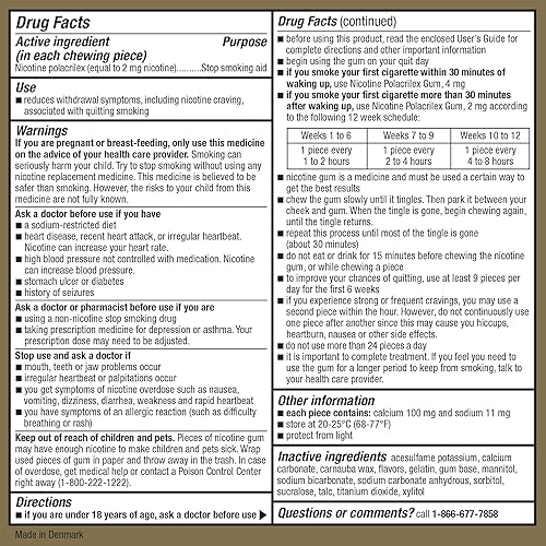 Miniatura 4 de GoodSense Goma de mascar Polacrilex de nicotina con recubrimiento de 2 mg (nicotina), sabor a frutas, ayuda para dejar de fumar deja de fumar con