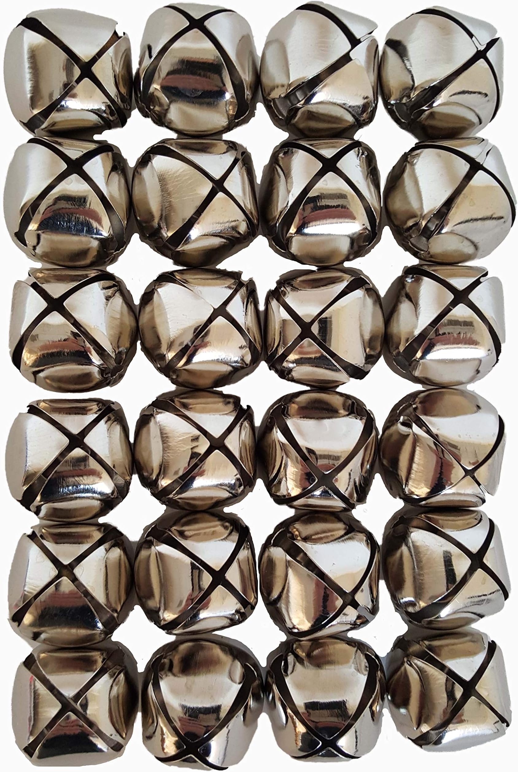 Jingle Bells 1 1/4 inch (24 Piece Pack, Silver)
