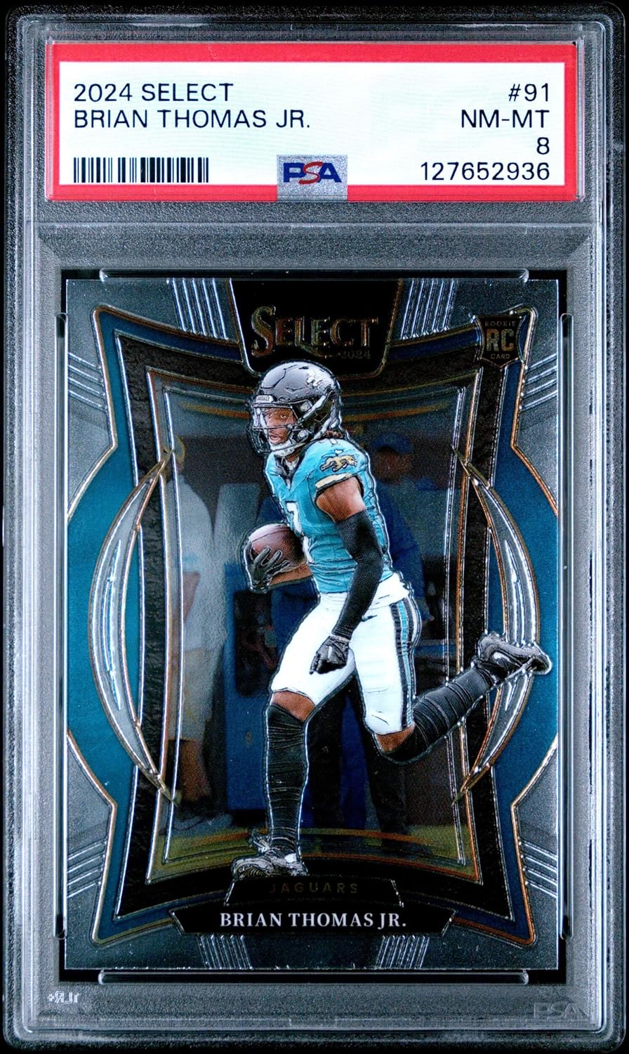 Graded 2024 Panini Select Brian Thomas Jr. #91 Rookie RC Football Card PSA 8 Near Mint