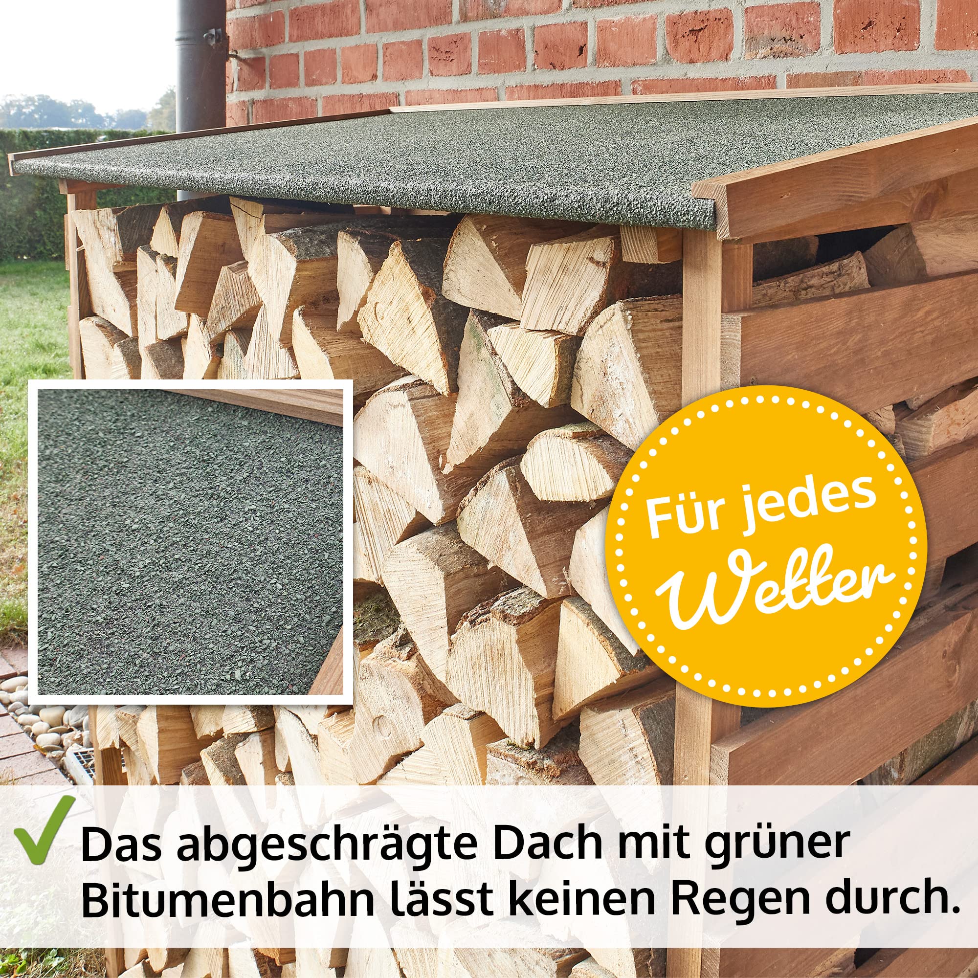 zooprinz Brennholzregal außen aus lasiertem Holz – Kaminholzregal | Holzunterstand für Kaminholz und Feuerholz – Holzstapelhilfe für draußen, Garten, Terrasse und Hauswand